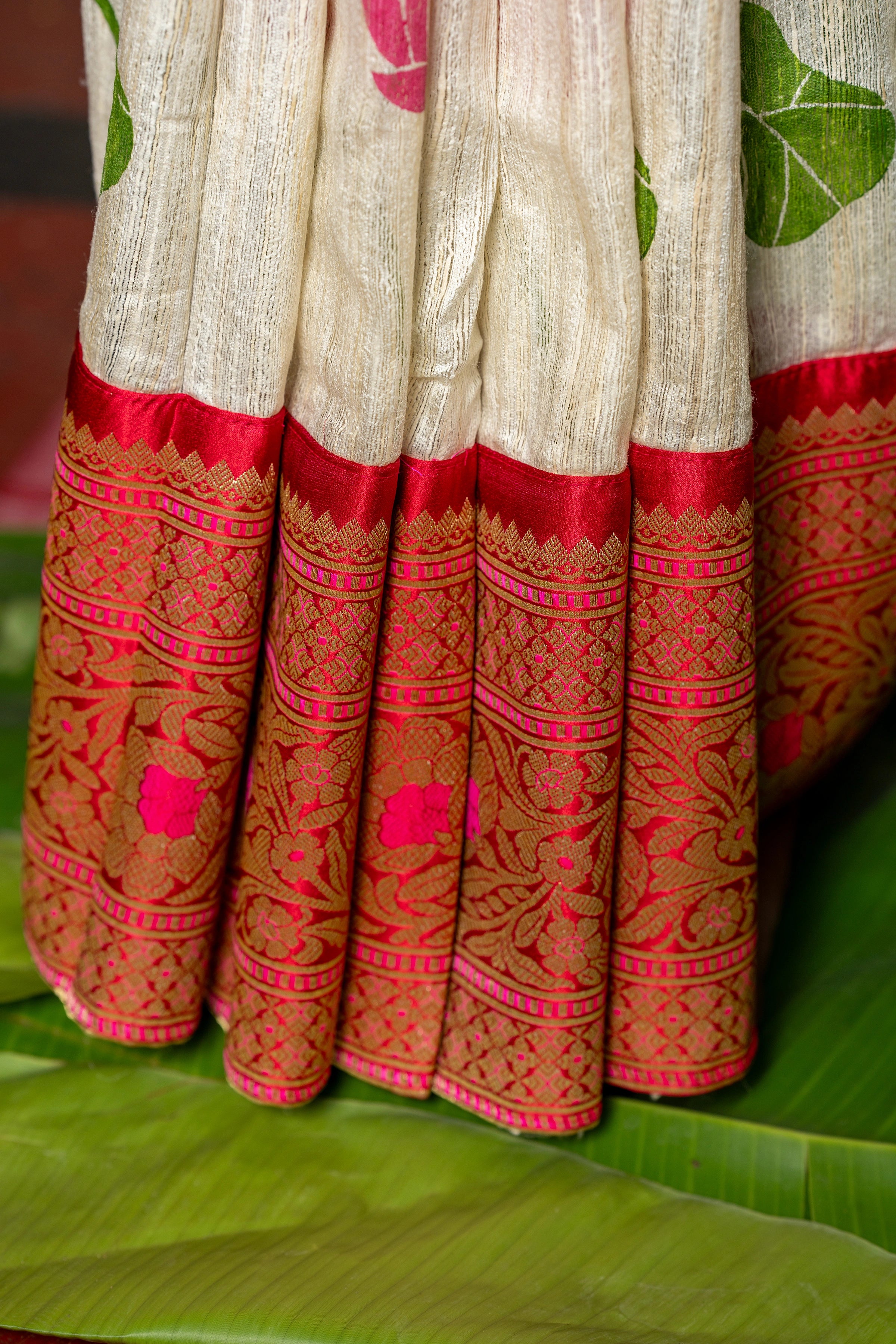 Pure Gicha Silk handblock Print Designer saree