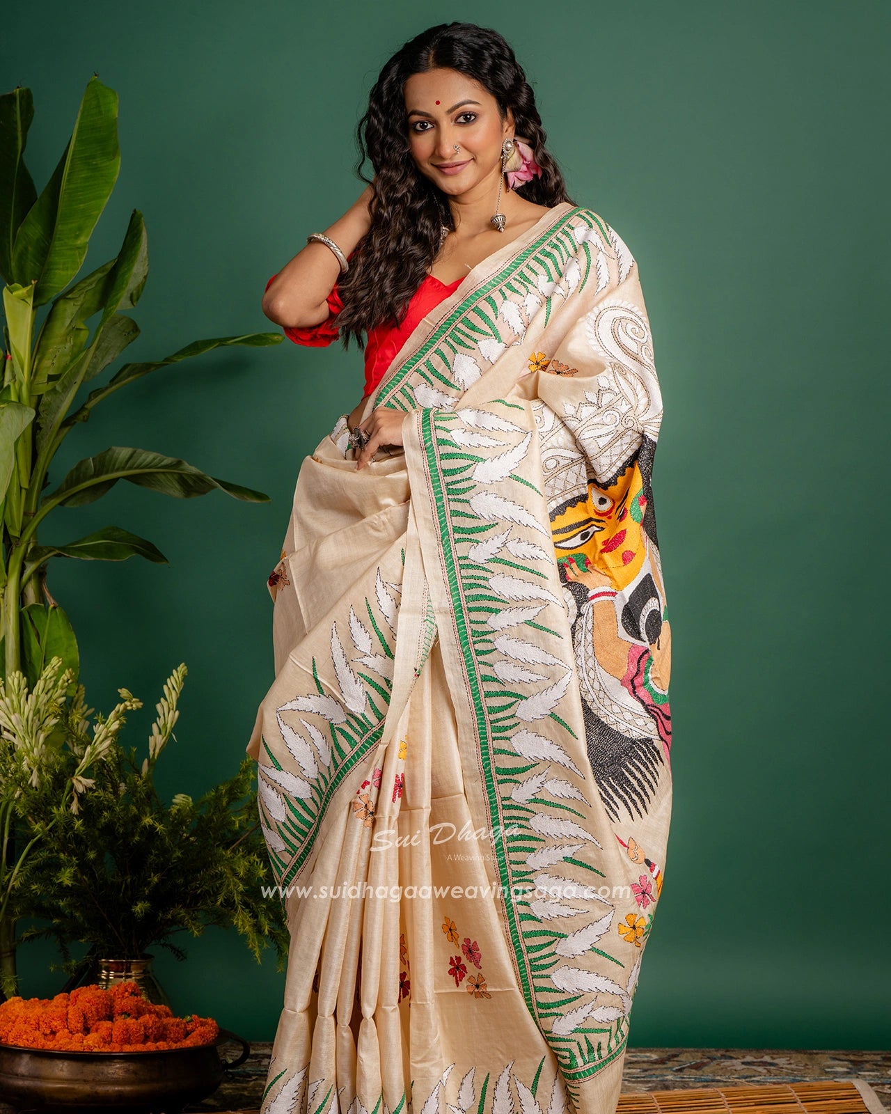 Kantha Stitch On Gachi Tussar