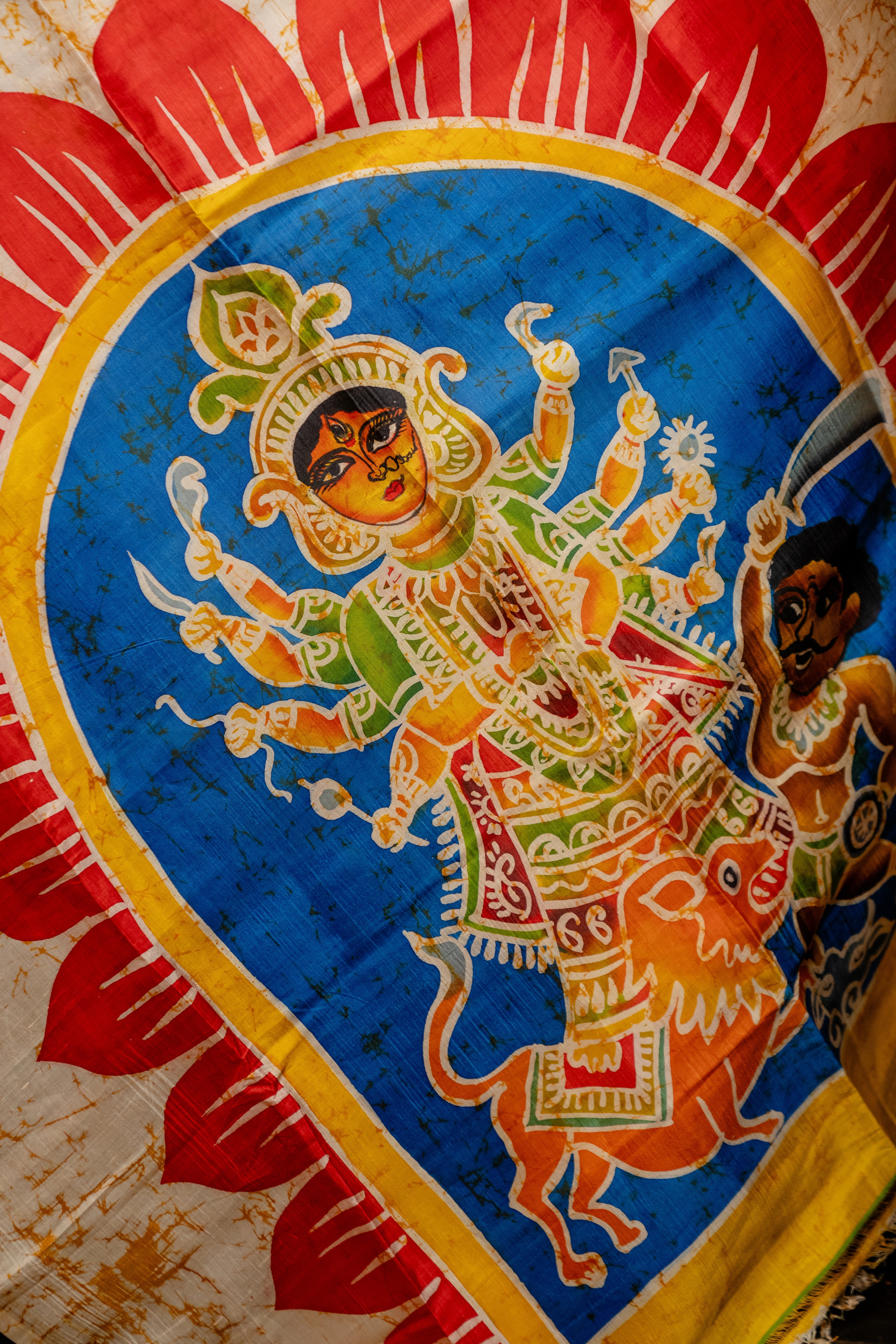 Hand-batik on silk sari