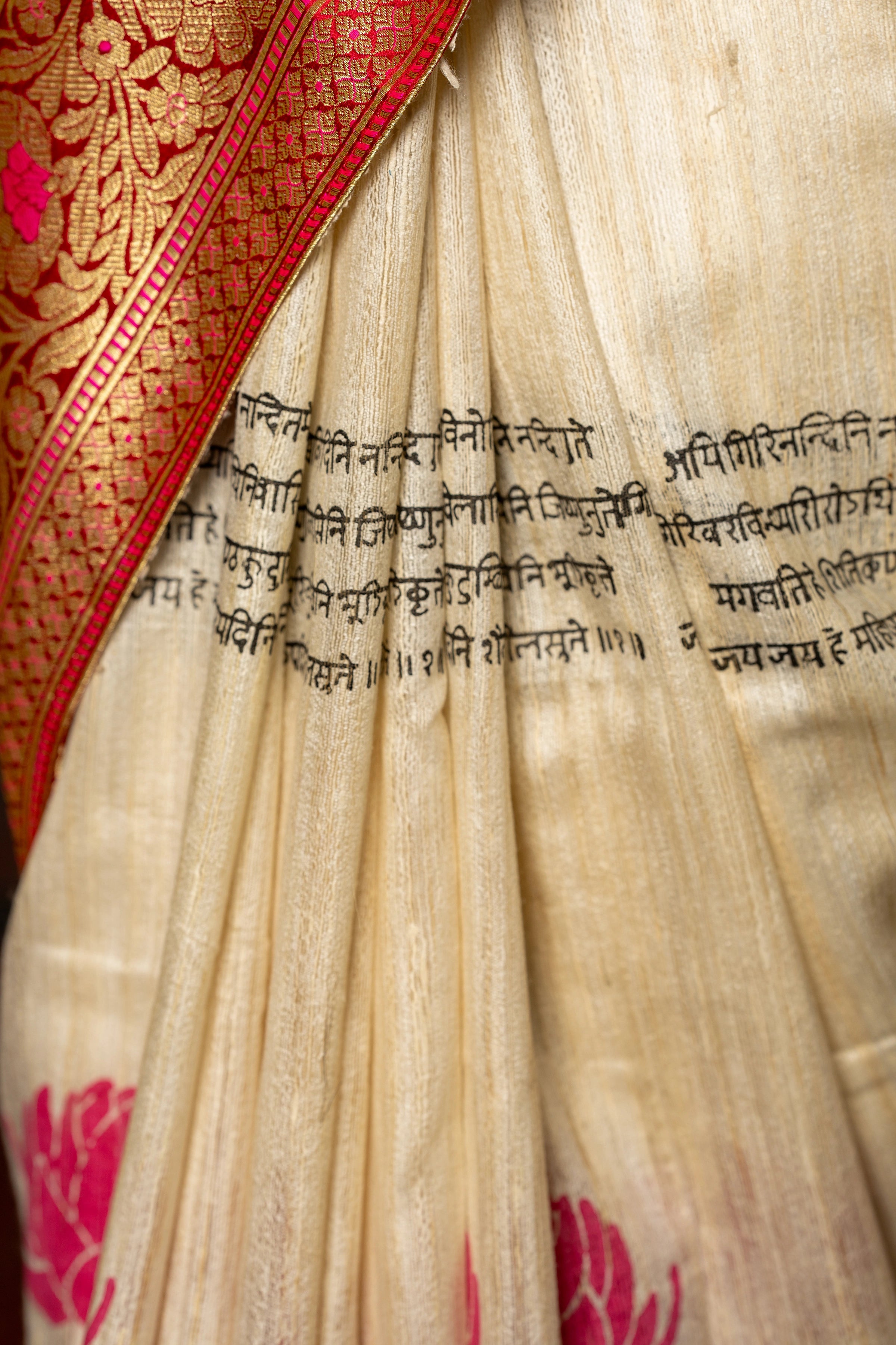 Pure Gicha Silk handblock Print Designer saree