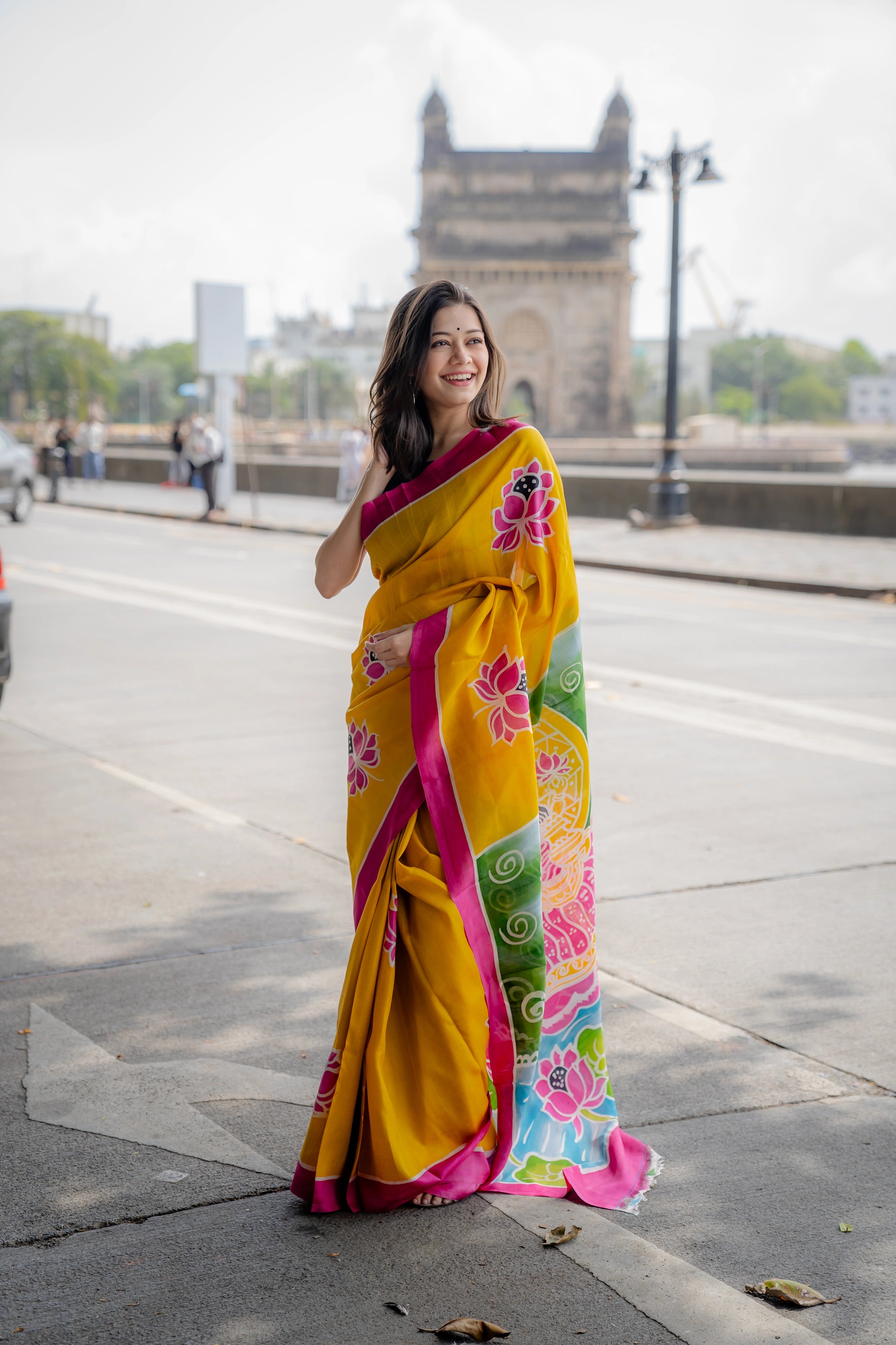 Hand-batik on silk sari