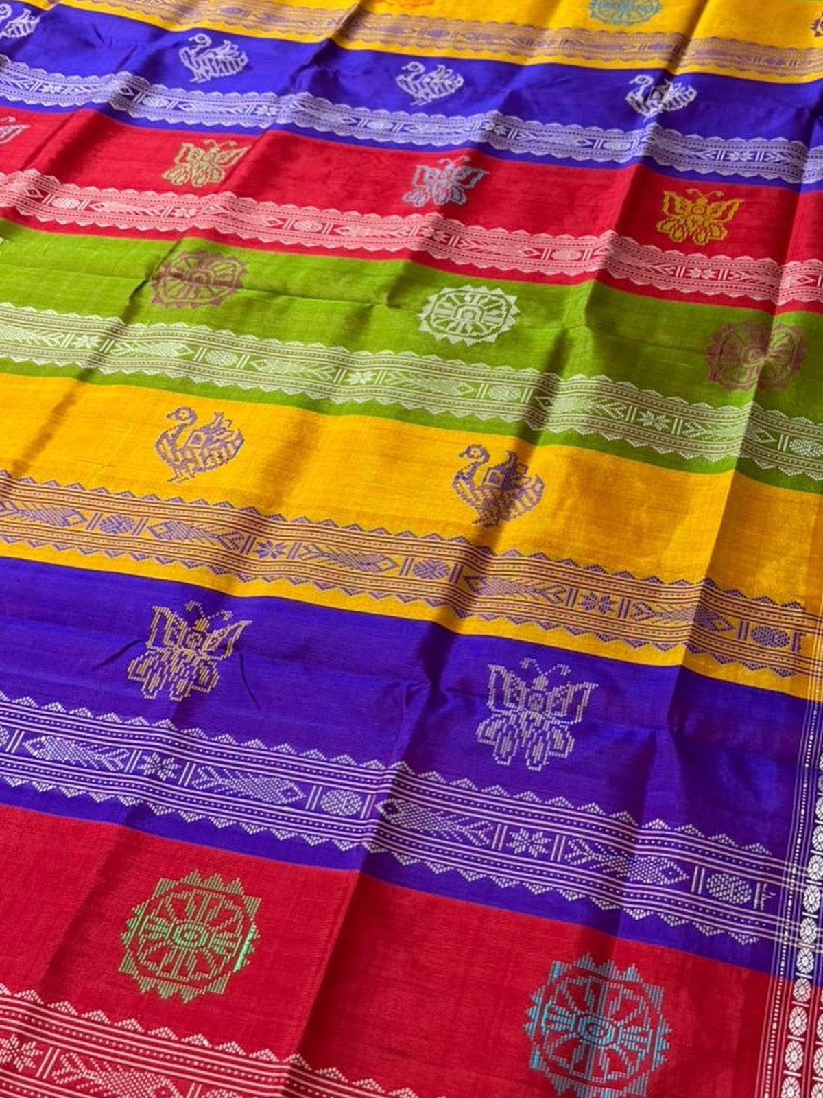 Matsya Butta Double Pallu Berhampuri Silk Saree