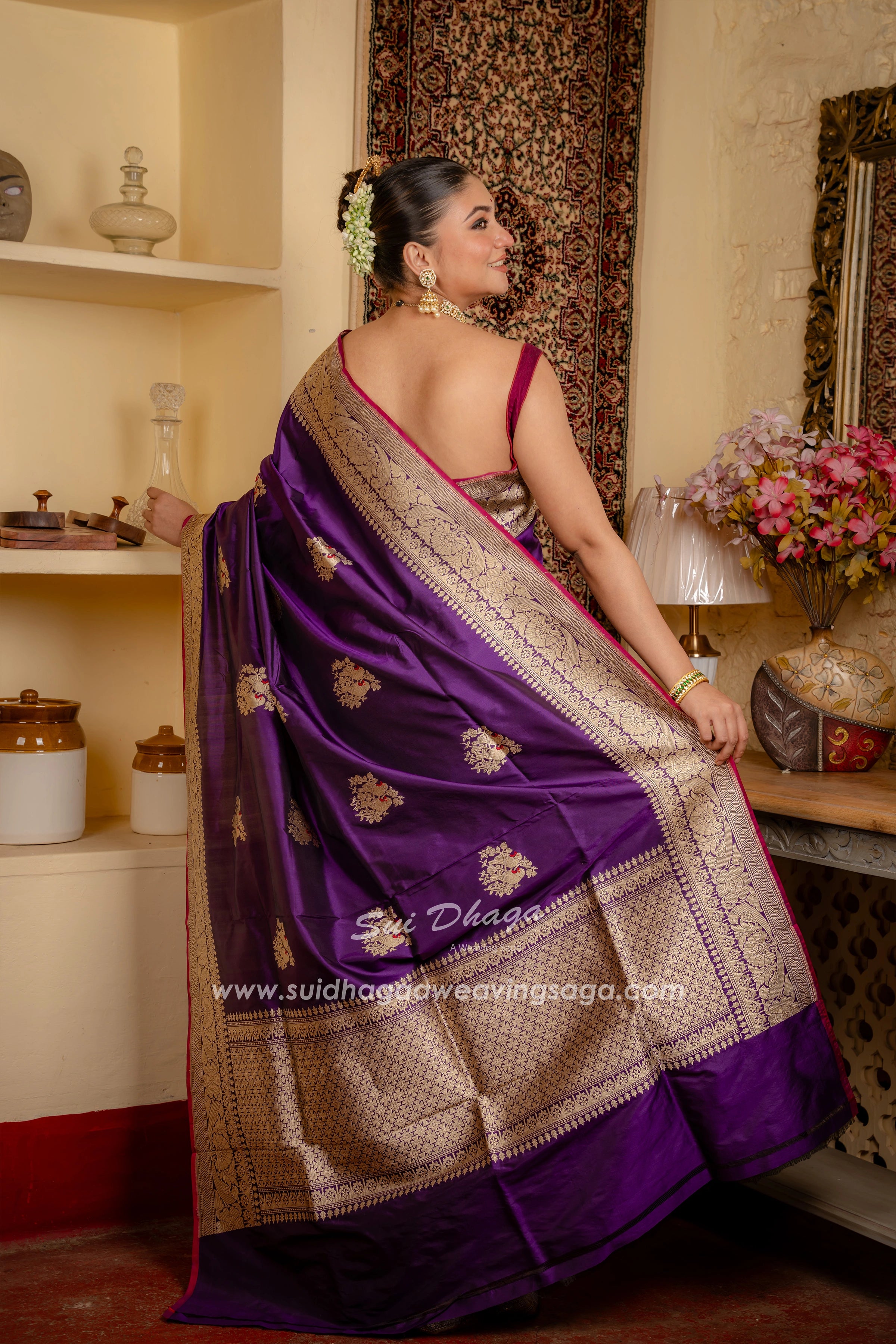Pure Katan Silk Handwoven Fully Kadwa saree