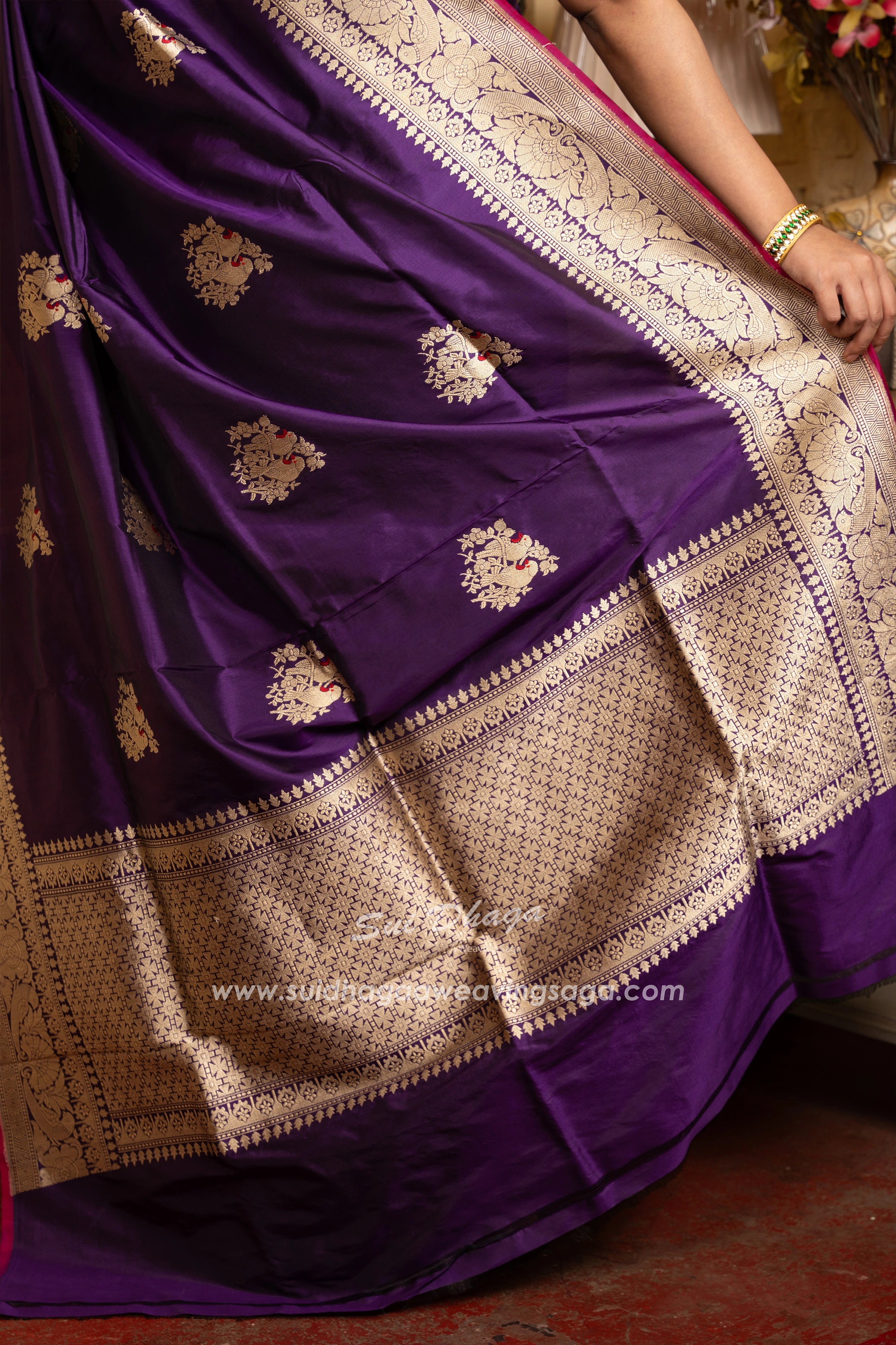 Pure Katan Silk Handwoven Fully Kadwa saree