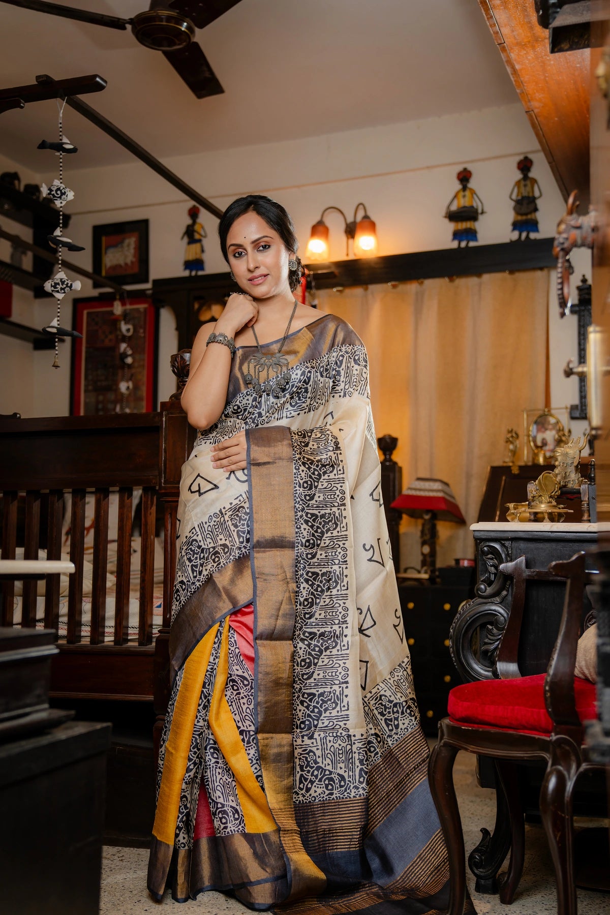 Pure Silk Hand Block Print on Gachi Tussar