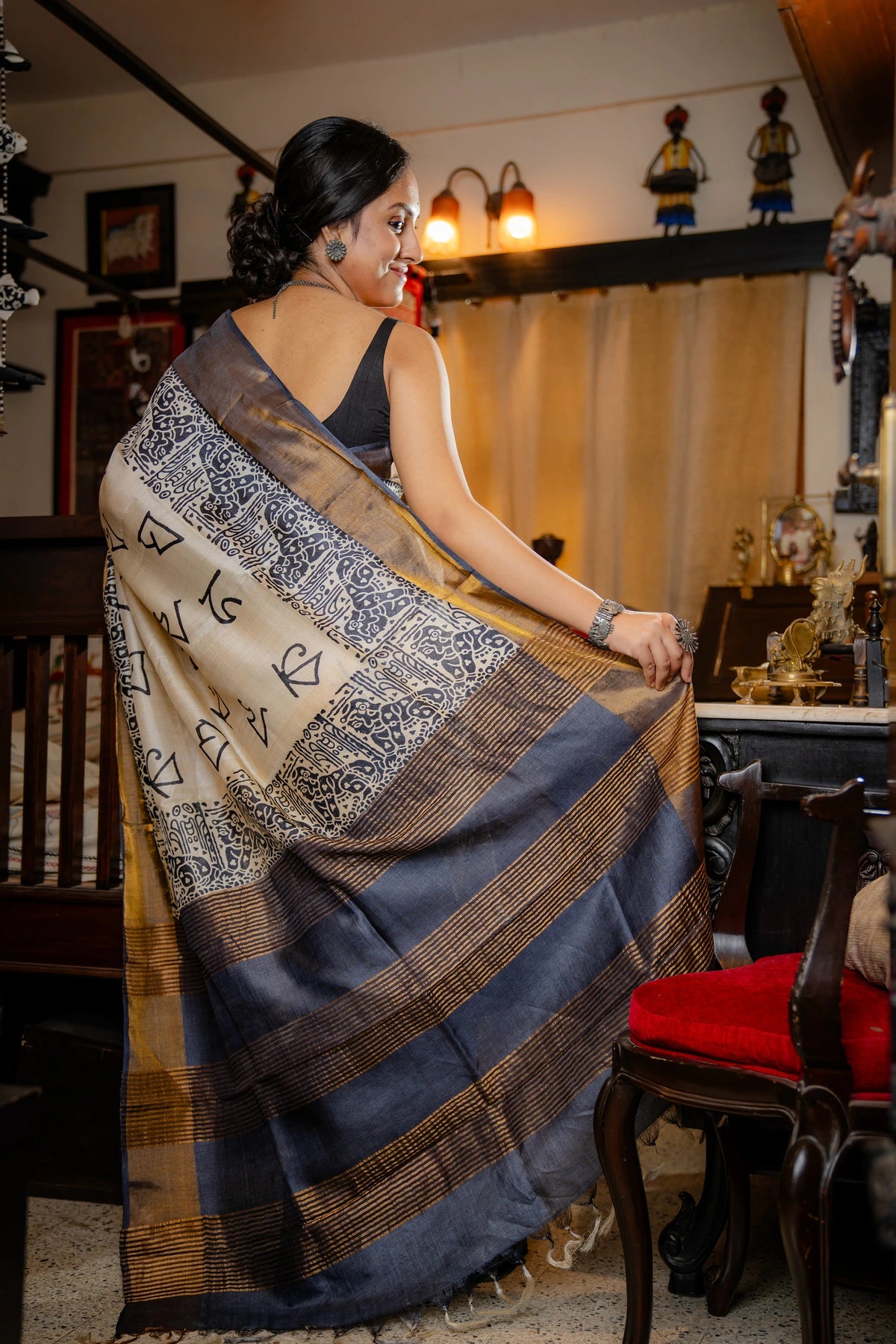 Pure Silk Hand Block Print on Gachi Tussar