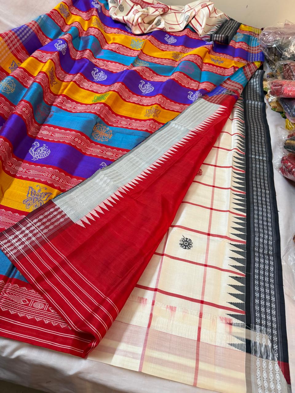 Heritage Double Pallu Checkered Berhampuri Silk Saree - AVAILABLE ON PRE ORDER  45 days