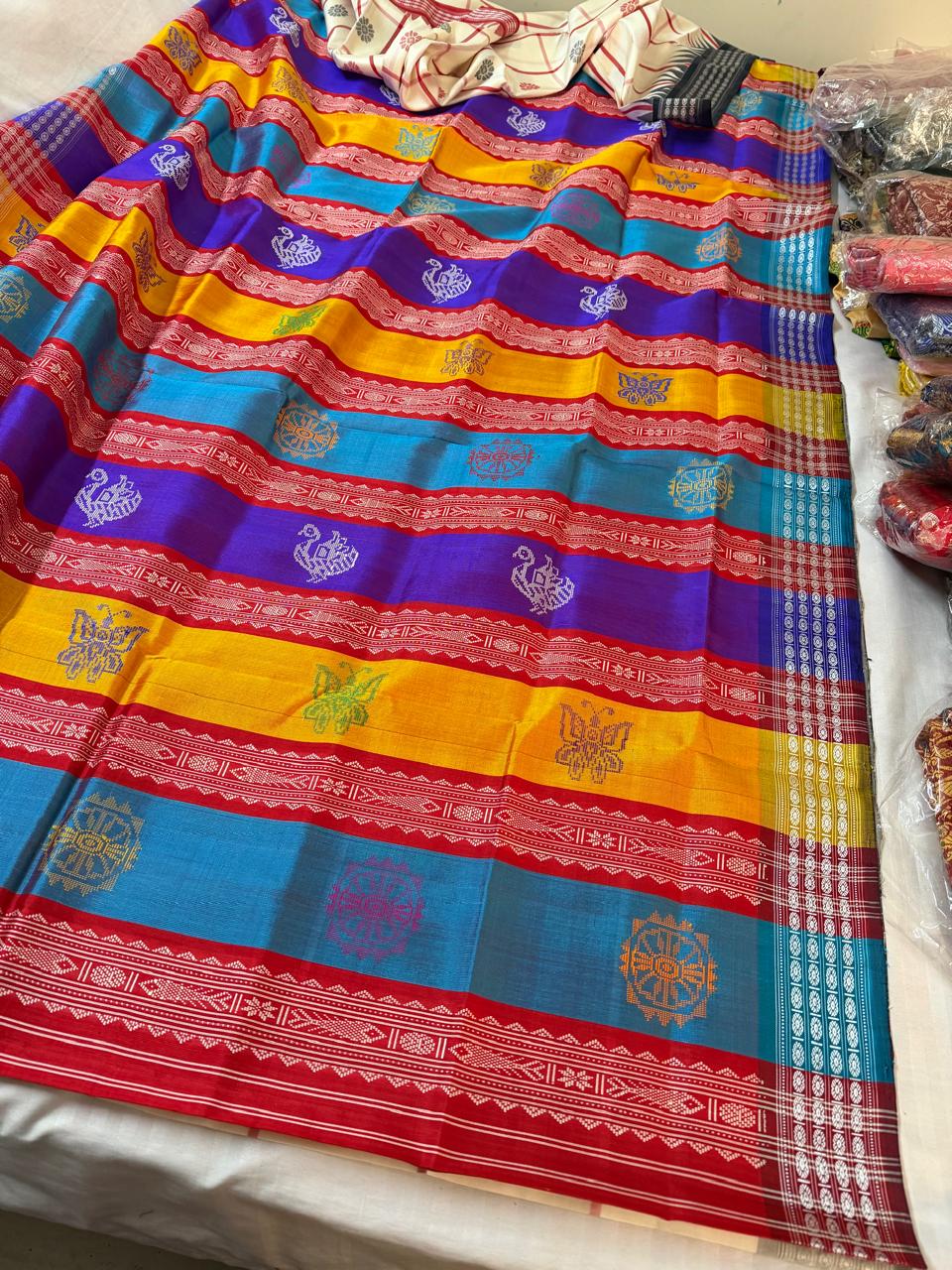 Heritage Double Pallu Checkered Berhampuri Silk Saree - AVAILABLE ON PRE ORDER  45 days