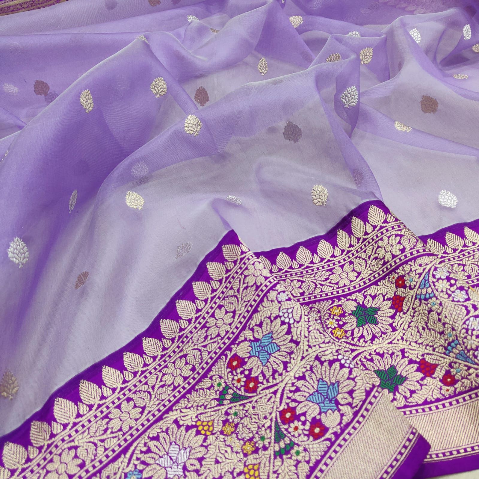 Aarohi Kora Banarasi Saree