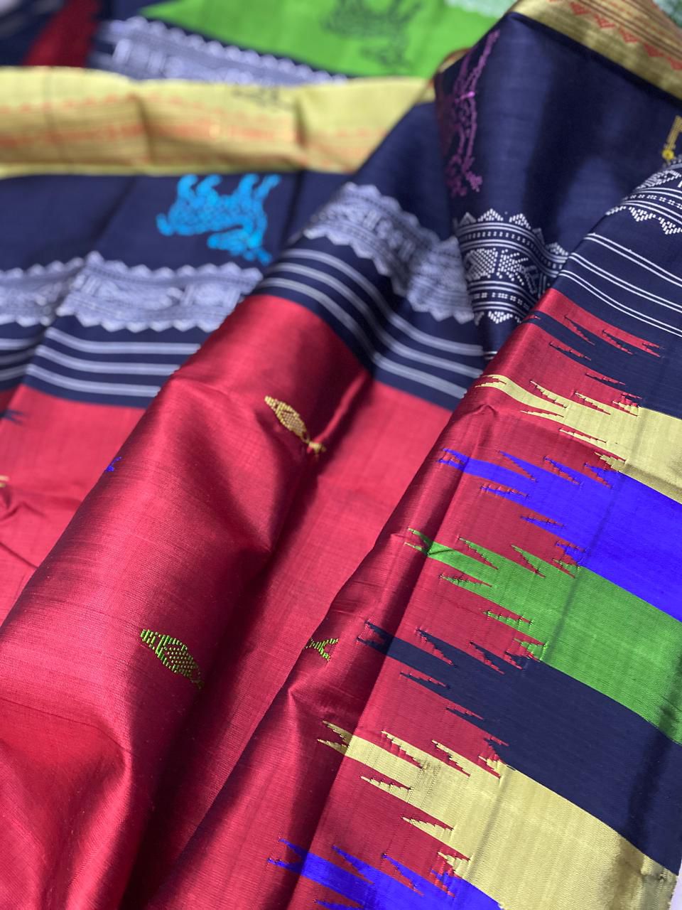 Matsya Varnam Berhampuri Silk Saree