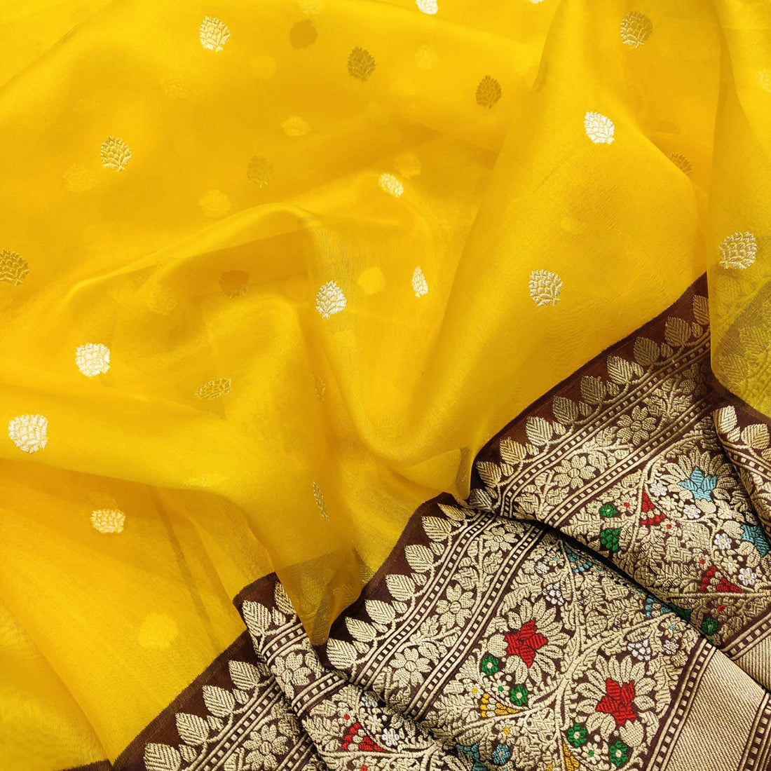 Sunshine in Silk – Yellow Kora Banarasi Elegance