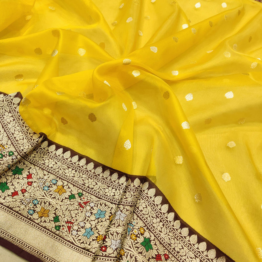 Sunshine in Silk – Yellow Kora Banarasi Elegance