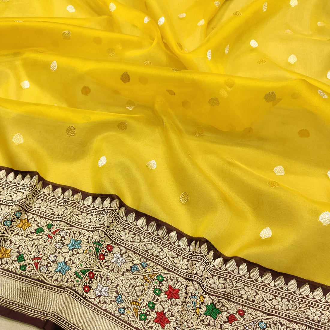 Sunshine in Silk – Yellow Kora Banarasi Elegance