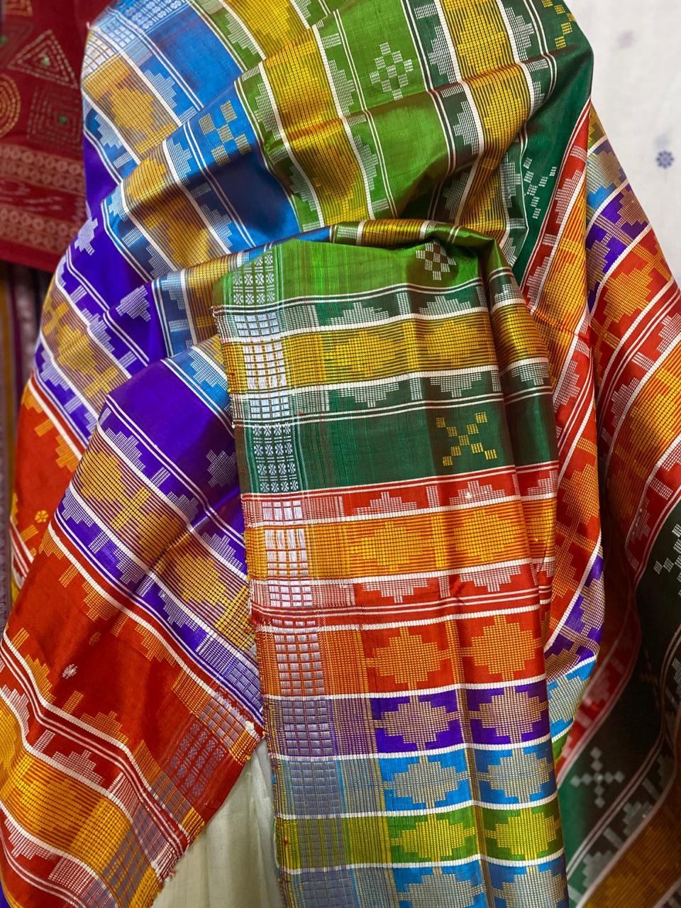 Brahmapuri Red Temple Double Aanchal Berhampuri