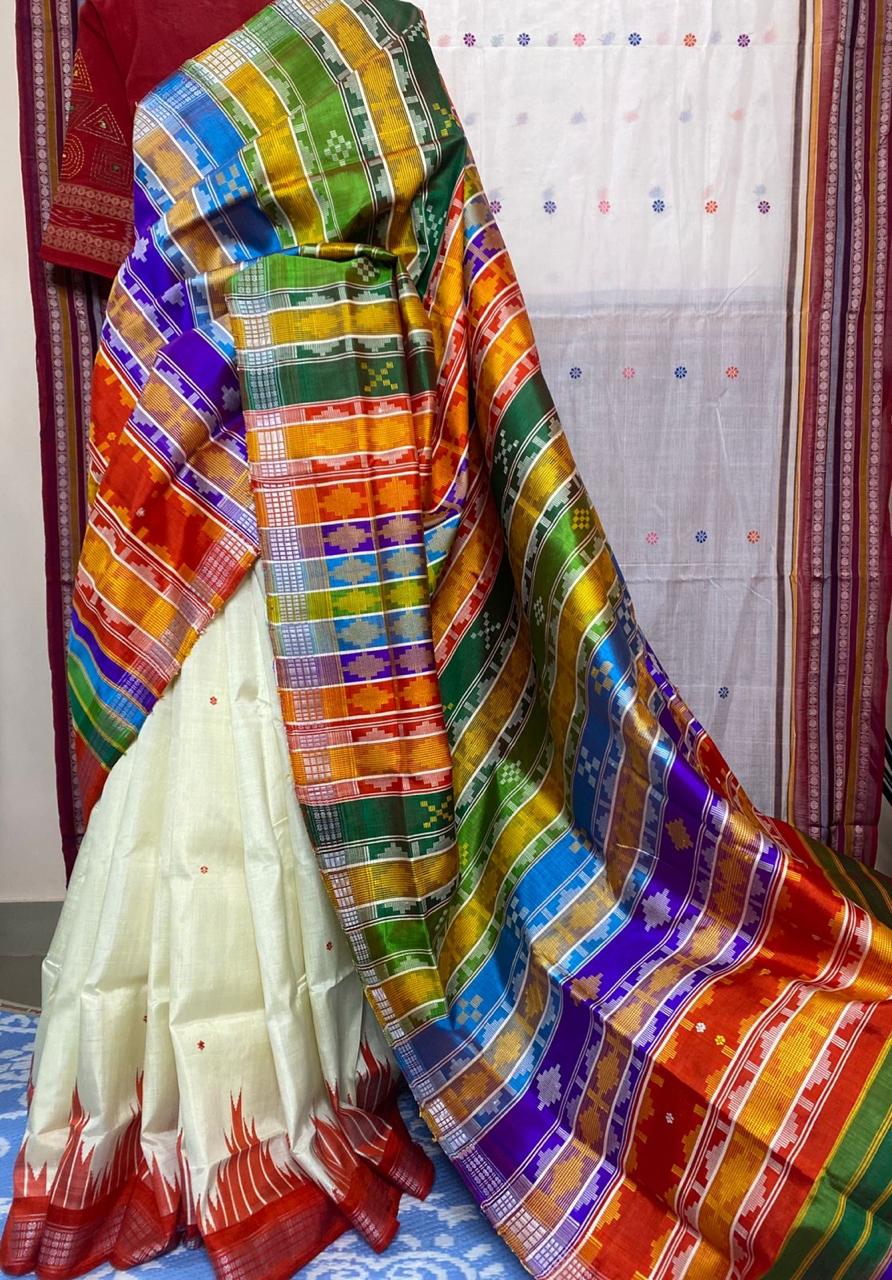 Brahmapuri Red Temple Double Aanchal Berhampuri