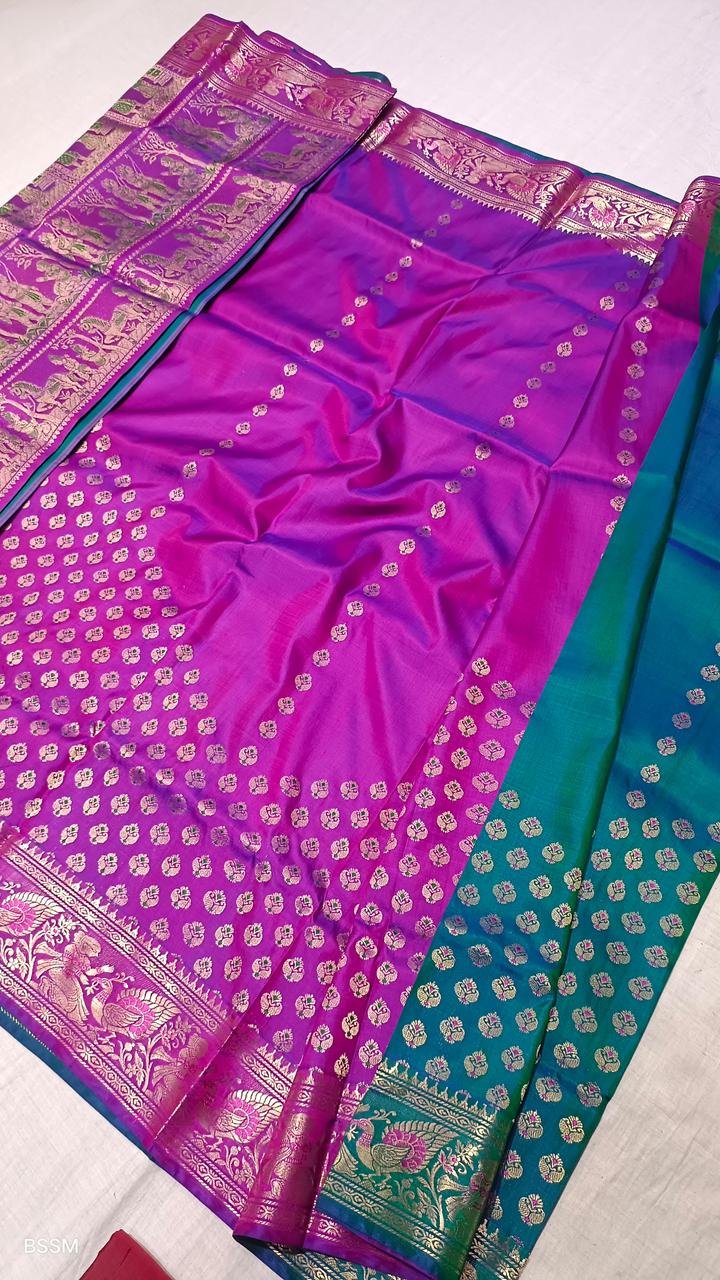 Ramayan Patli Pallu Pure Silk Swarnochuri Saree