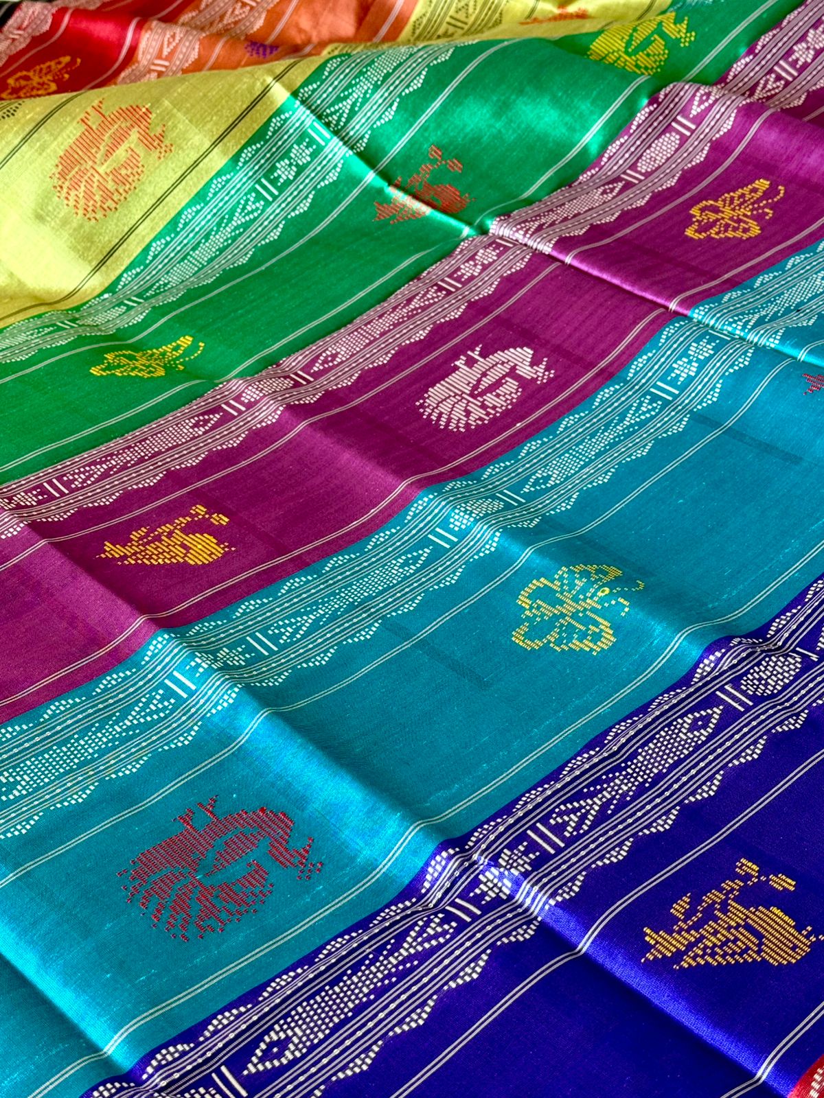 Black Checkered Passapali Double Pallu Berhampuri Silk Saree