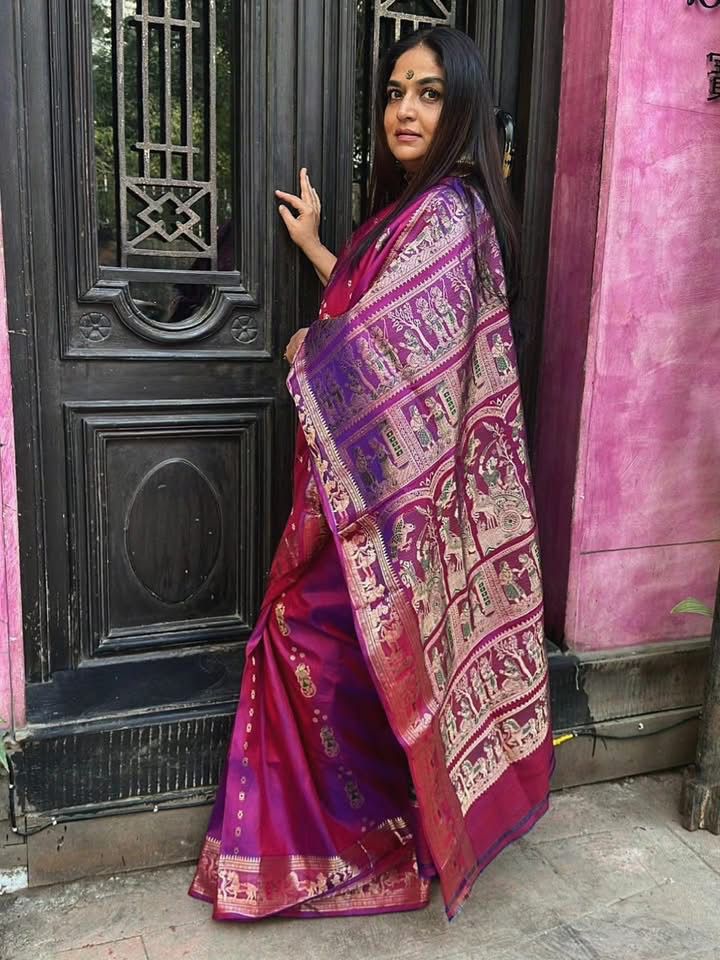 Ramayan Katha Pure Silk Swarnochuri Saree