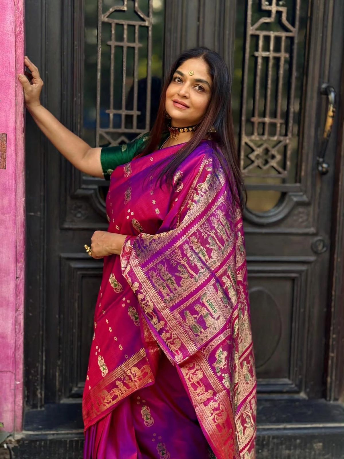 Ramayan Katha Pure Silk Swarnochuri Saree