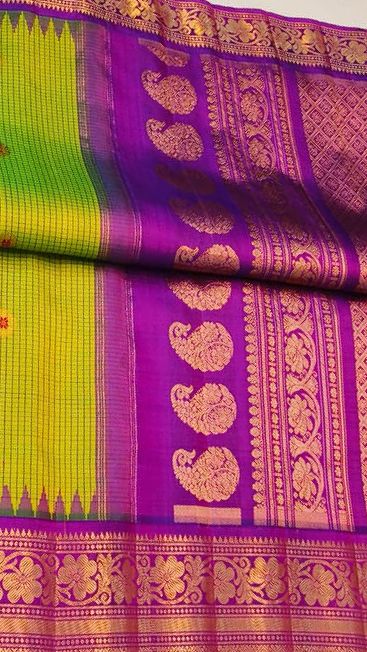 Kuttu Check Gadwal Meenakari Elegance