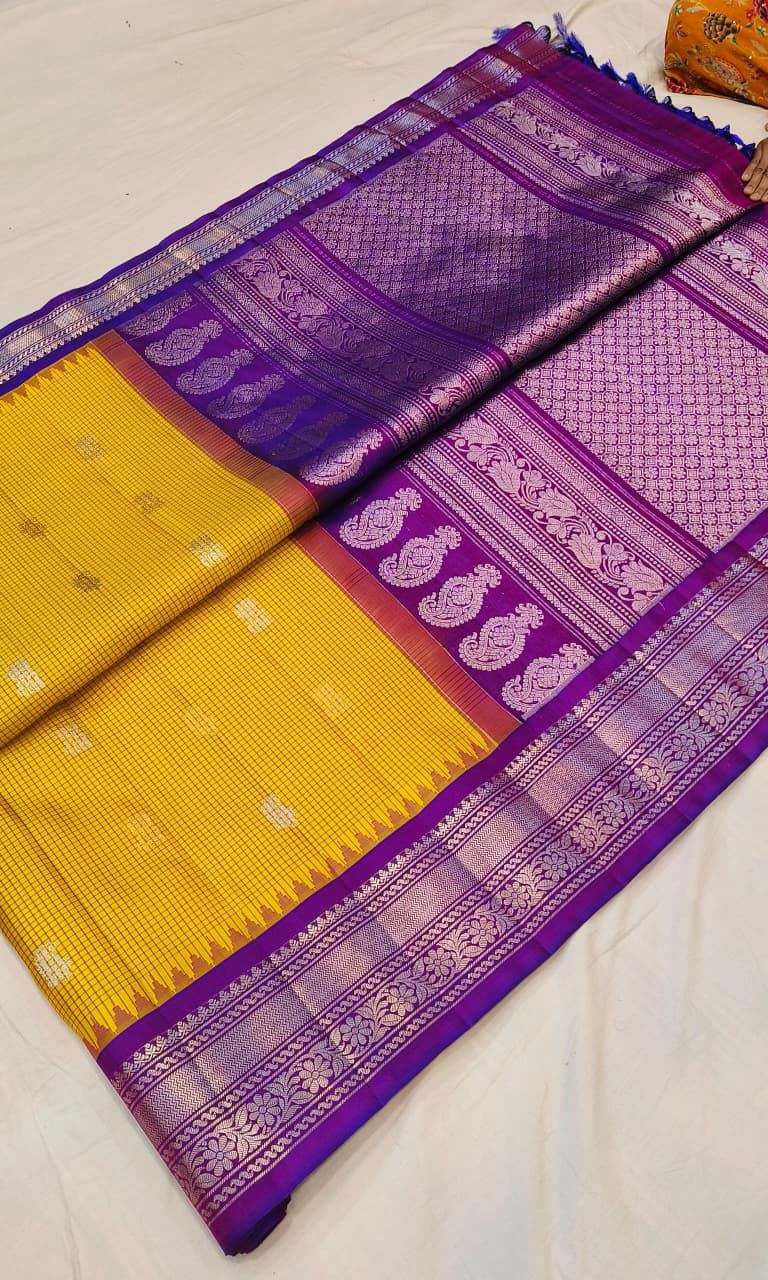 Subtle Checks Gadwal Heritage Saree