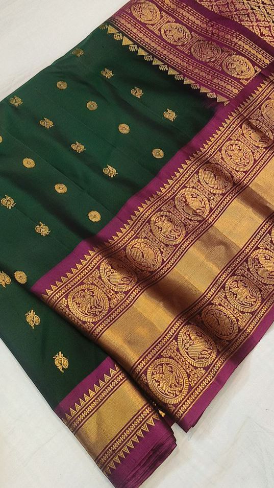 Emerald Aura Gadwal Silk Saree