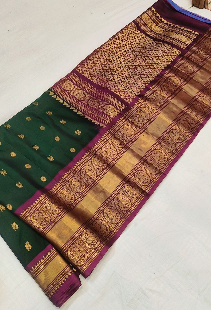 Emerald Aura Gadwal Silk Saree