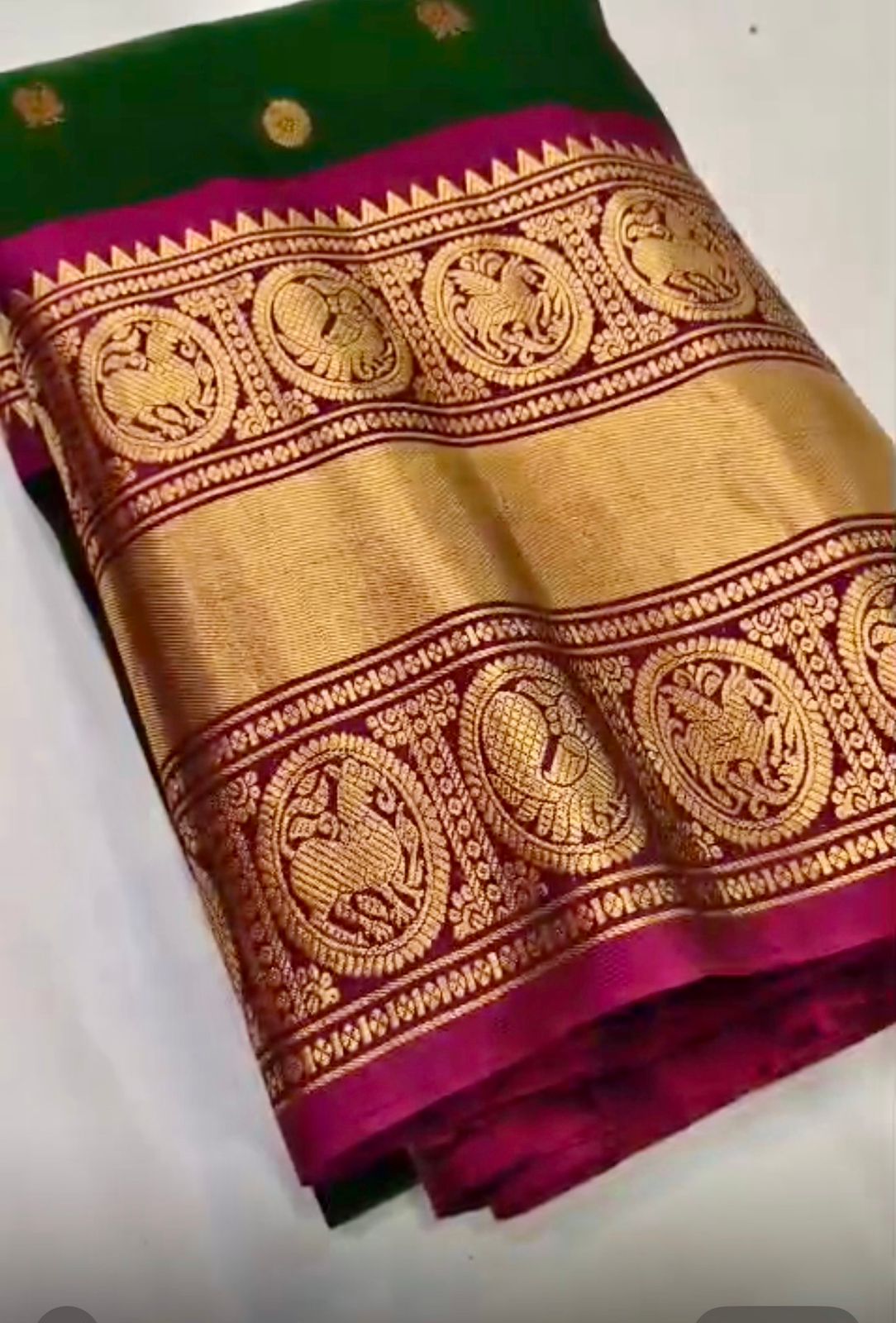 Emerald Aura Gadwal Silk Saree