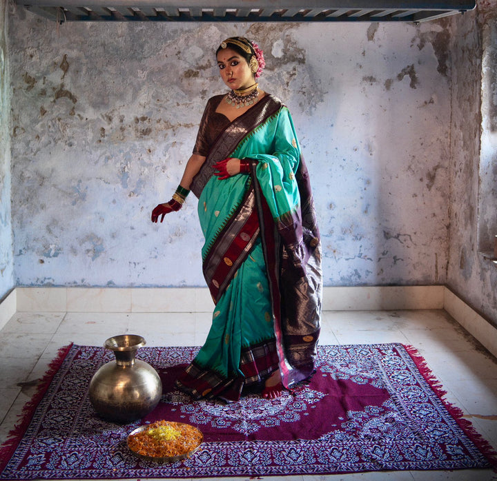 Meenakari Micro Check Gadwal Silk Saree