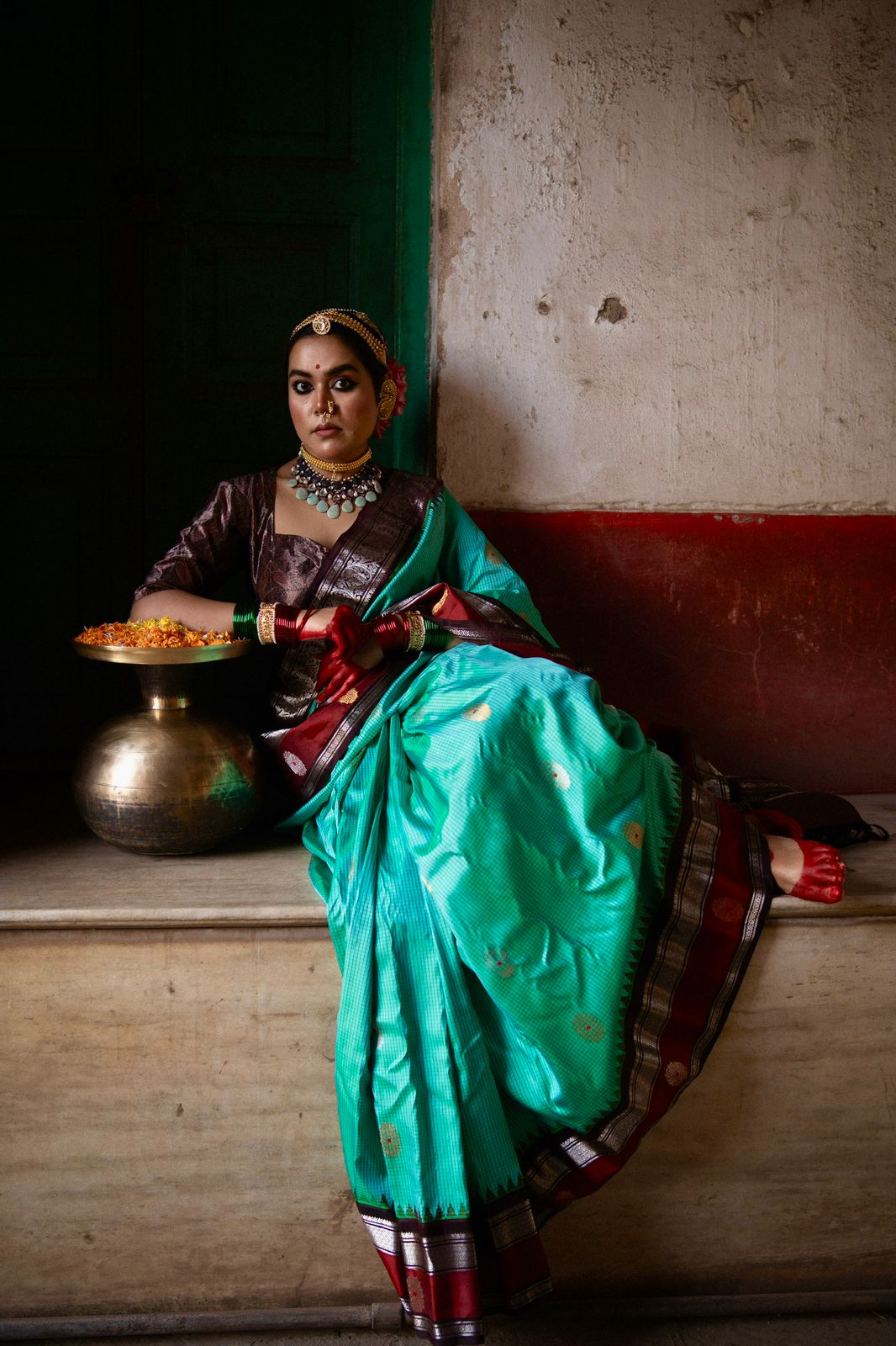 Meenakari Micro Check Gadwal Silk Saree