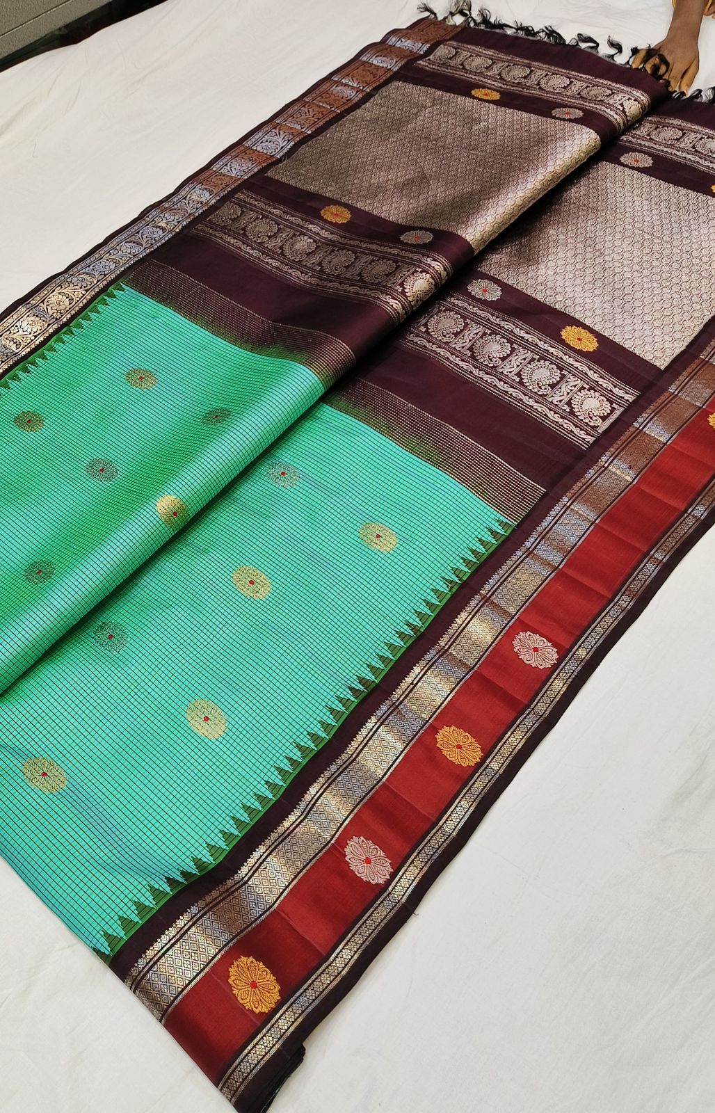 Meenakari Micro Check Gadwal Silk Saree