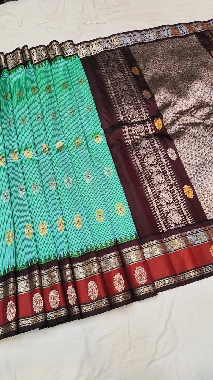 Meenakari Micro Check Gadwal Silk Saree