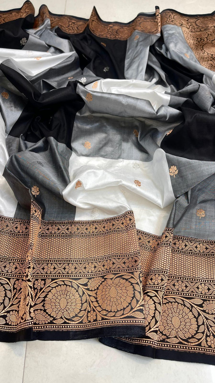 Antique Zari Checkered Banarasi Katan Silk Saree