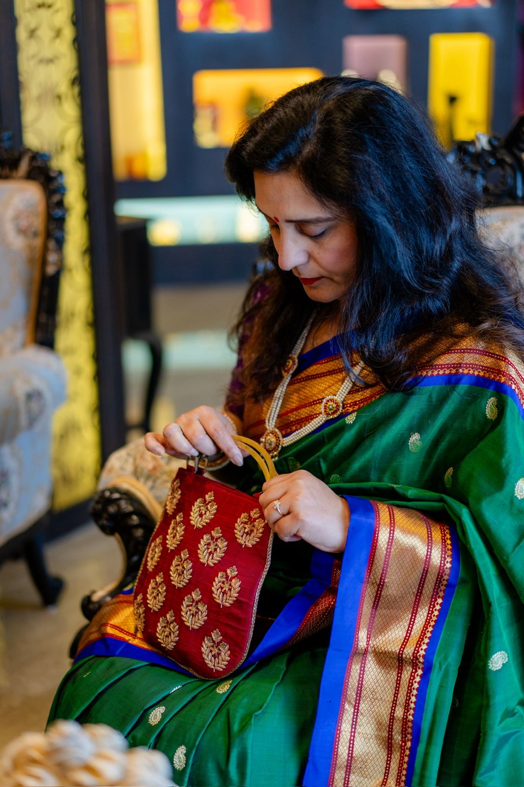 Emerald Peacock Designer Paithani Silk Saree