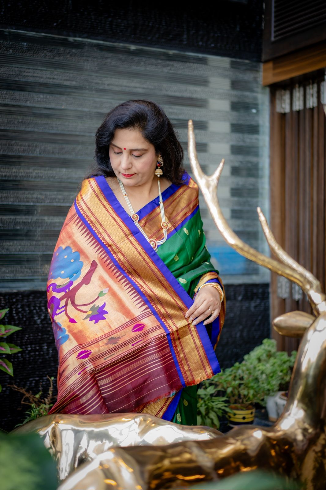 Emerald Peacock Designer Paithani Silk Saree