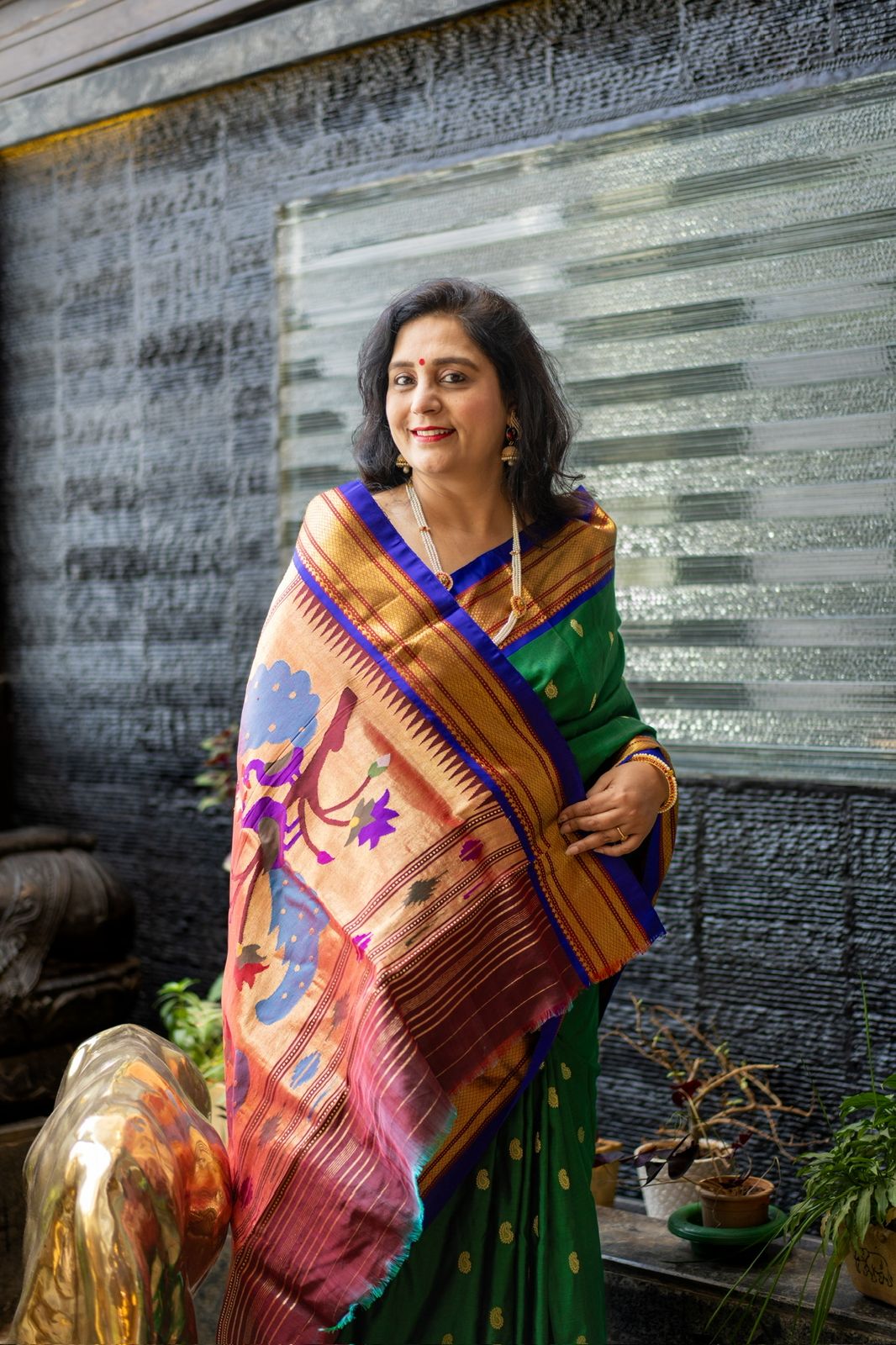 Emerald Peacock Designer Paithani Silk Saree
