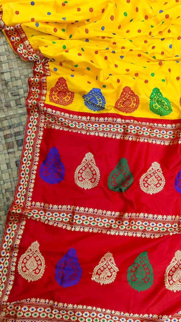 Ganga-Yamuna Contrast Mulberry Paat Assam Silk Saree