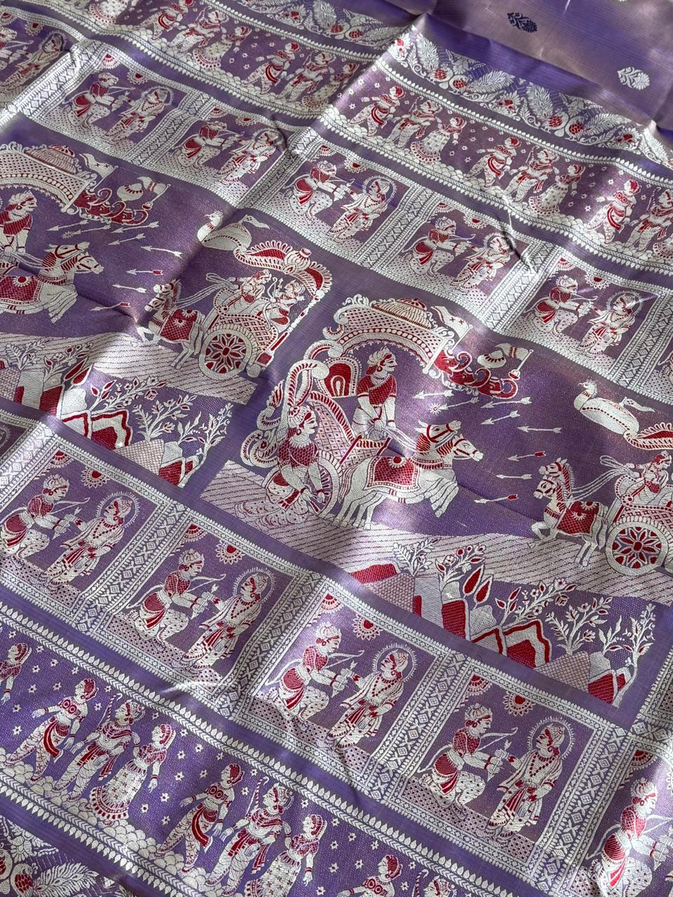 Mahabharata Revival Butta Baluchuri Silk Saree