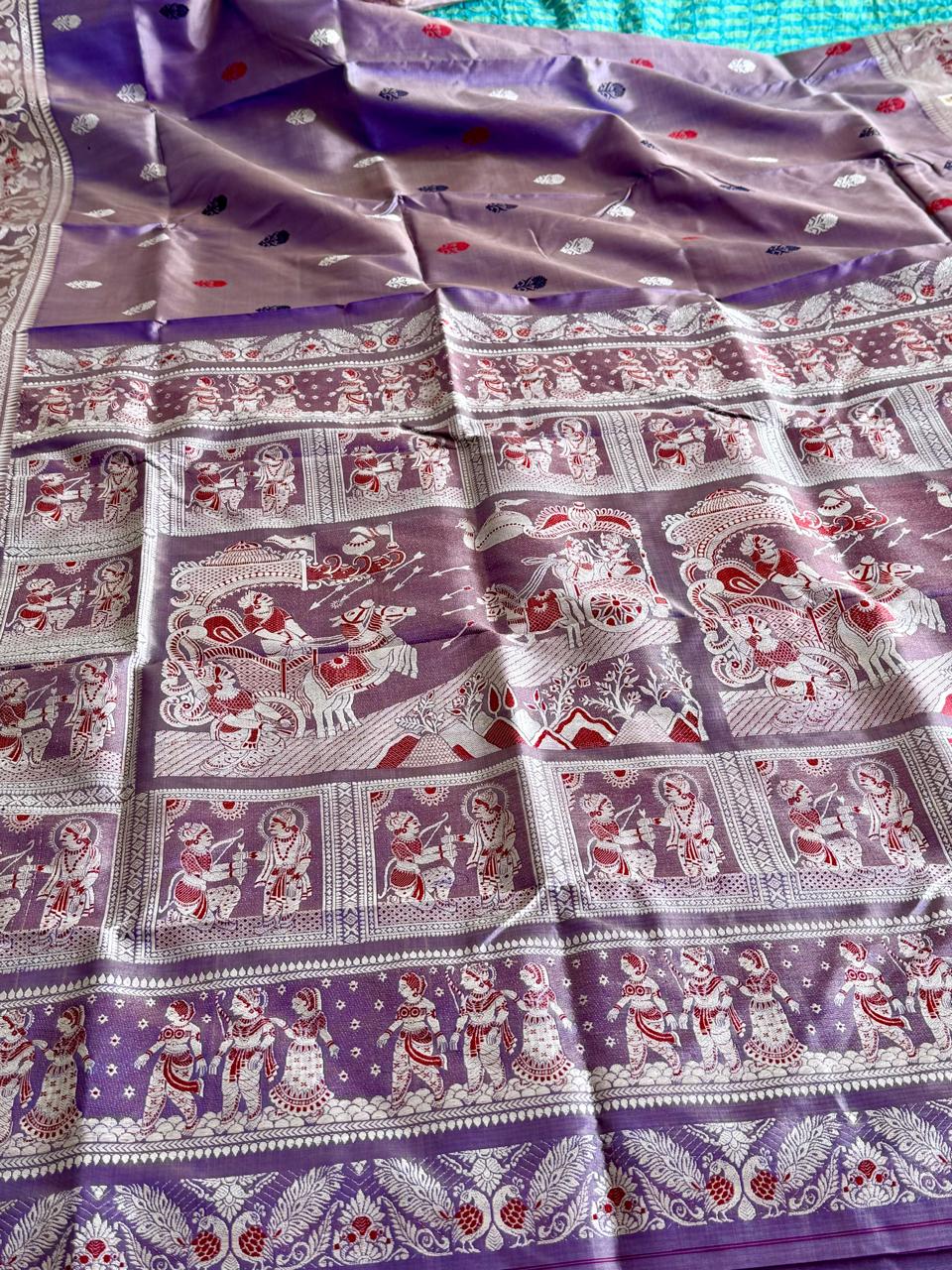 Mahabharata Revival Butta Baluchuri Silk Saree