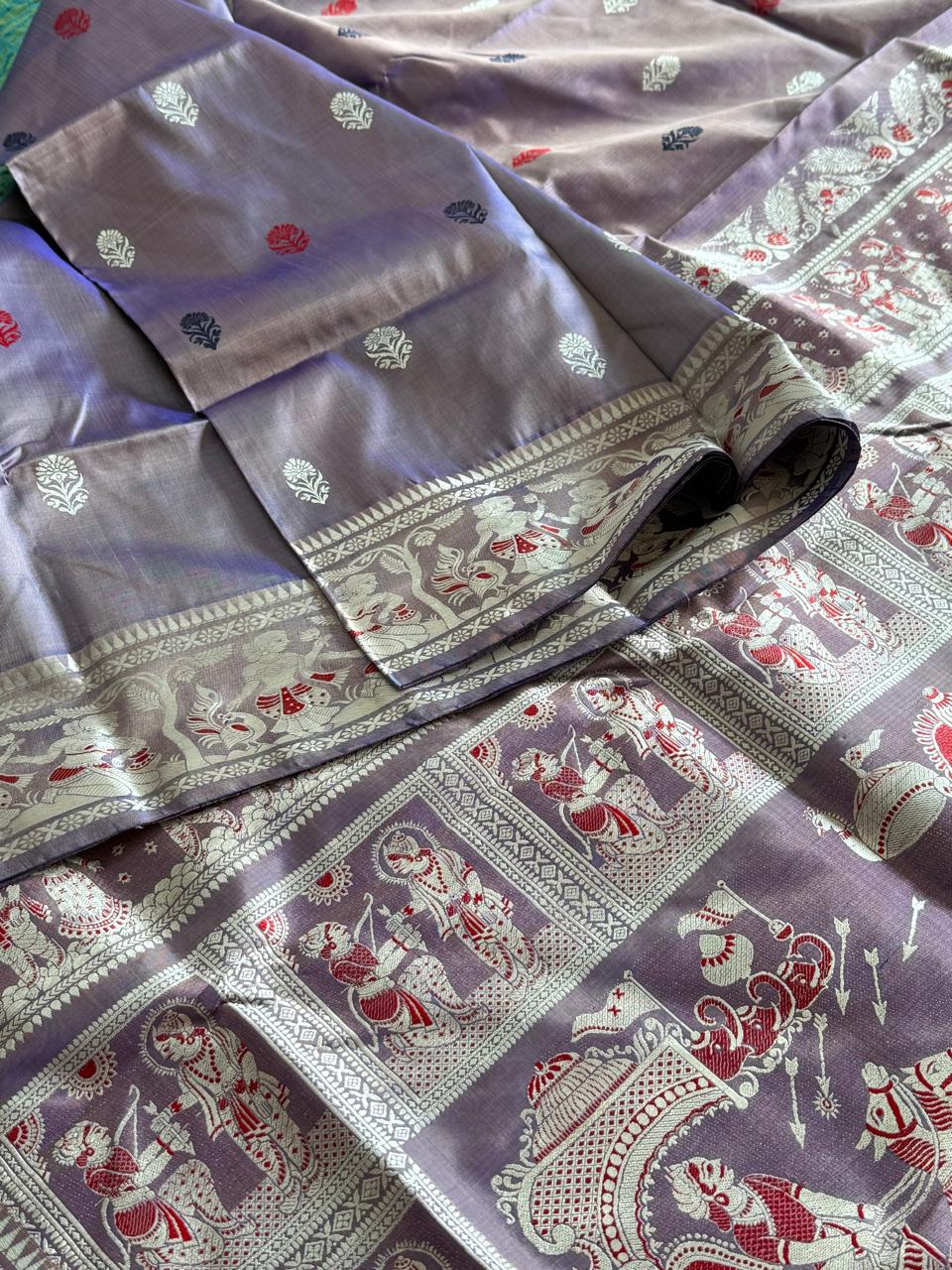 Mahabharata Revival Butta Baluchuri Silk Saree