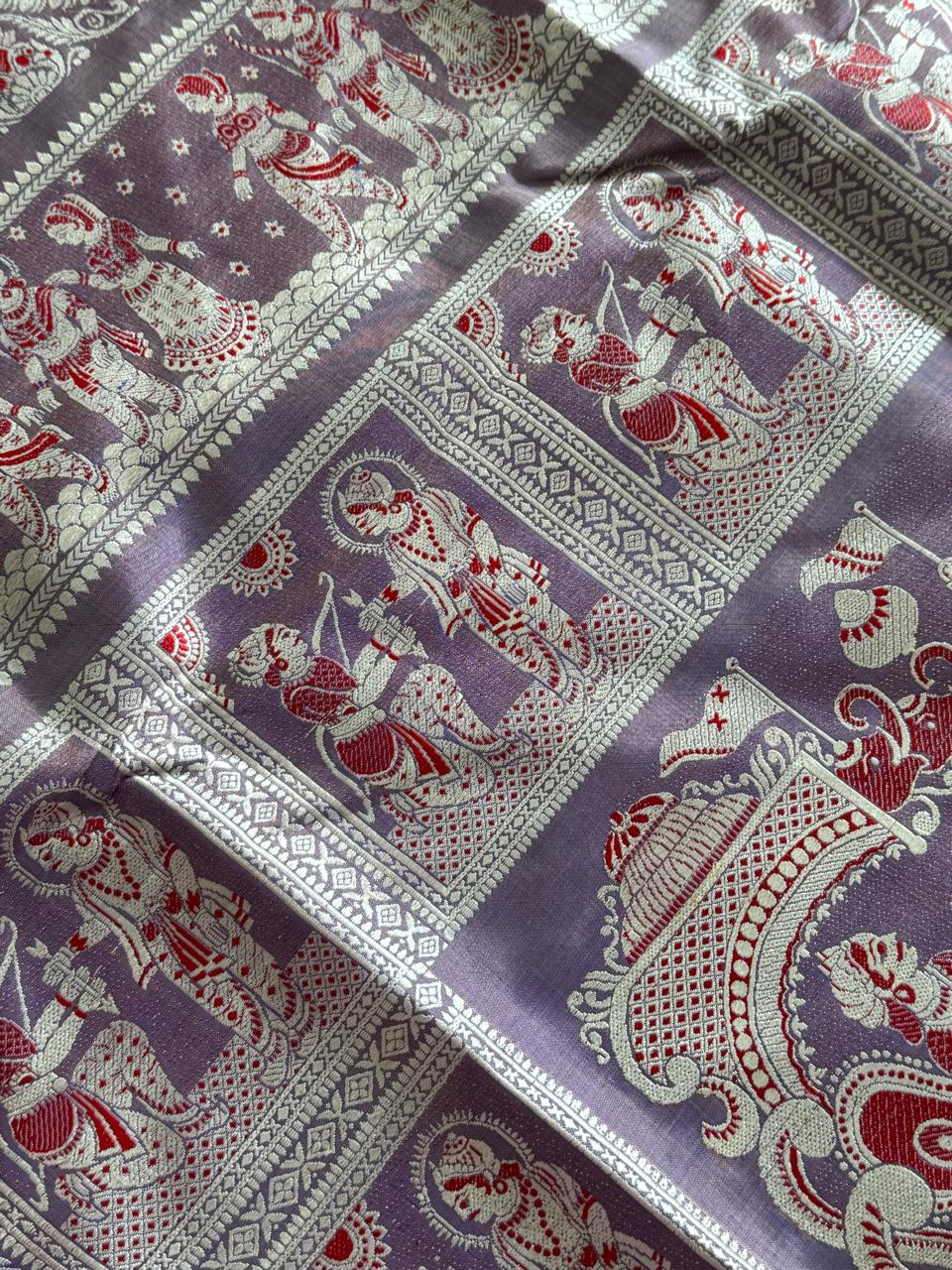 Mahabharata Revival Butta Baluchuri Silk Saree