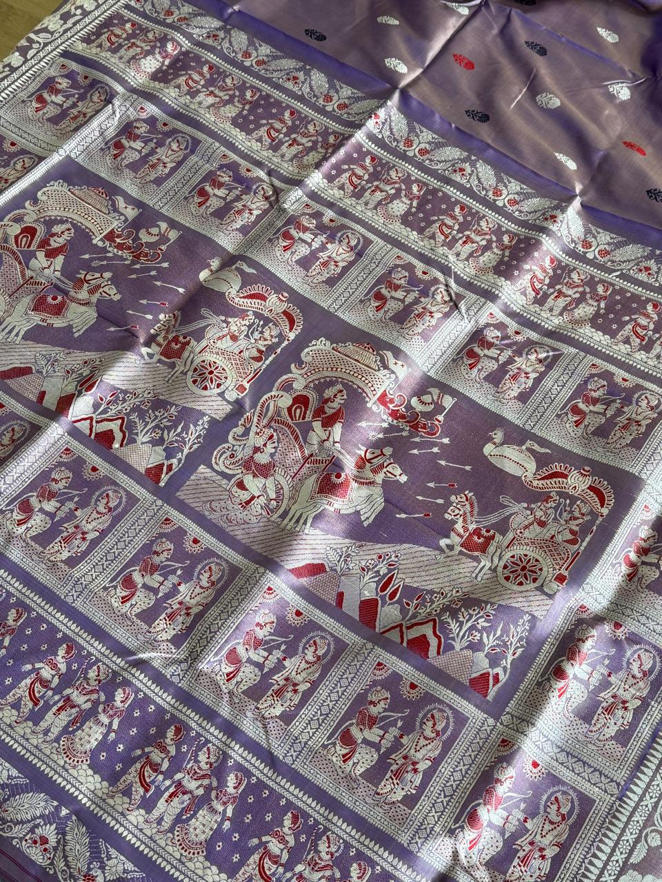 Mahabharata Revival Butta Baluchuri Silk Saree