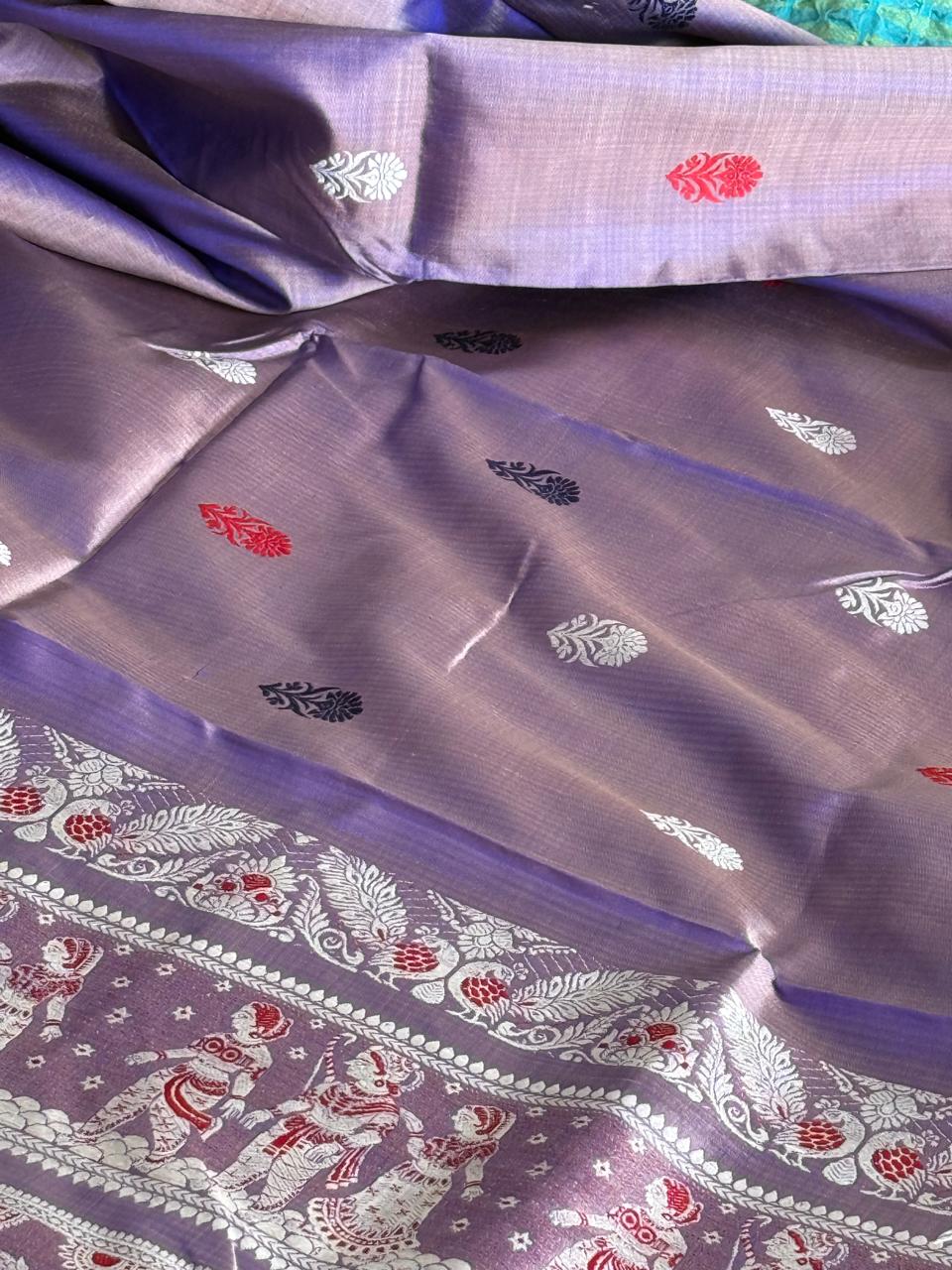 Mahabharata Revival Butta Baluchuri Silk Saree