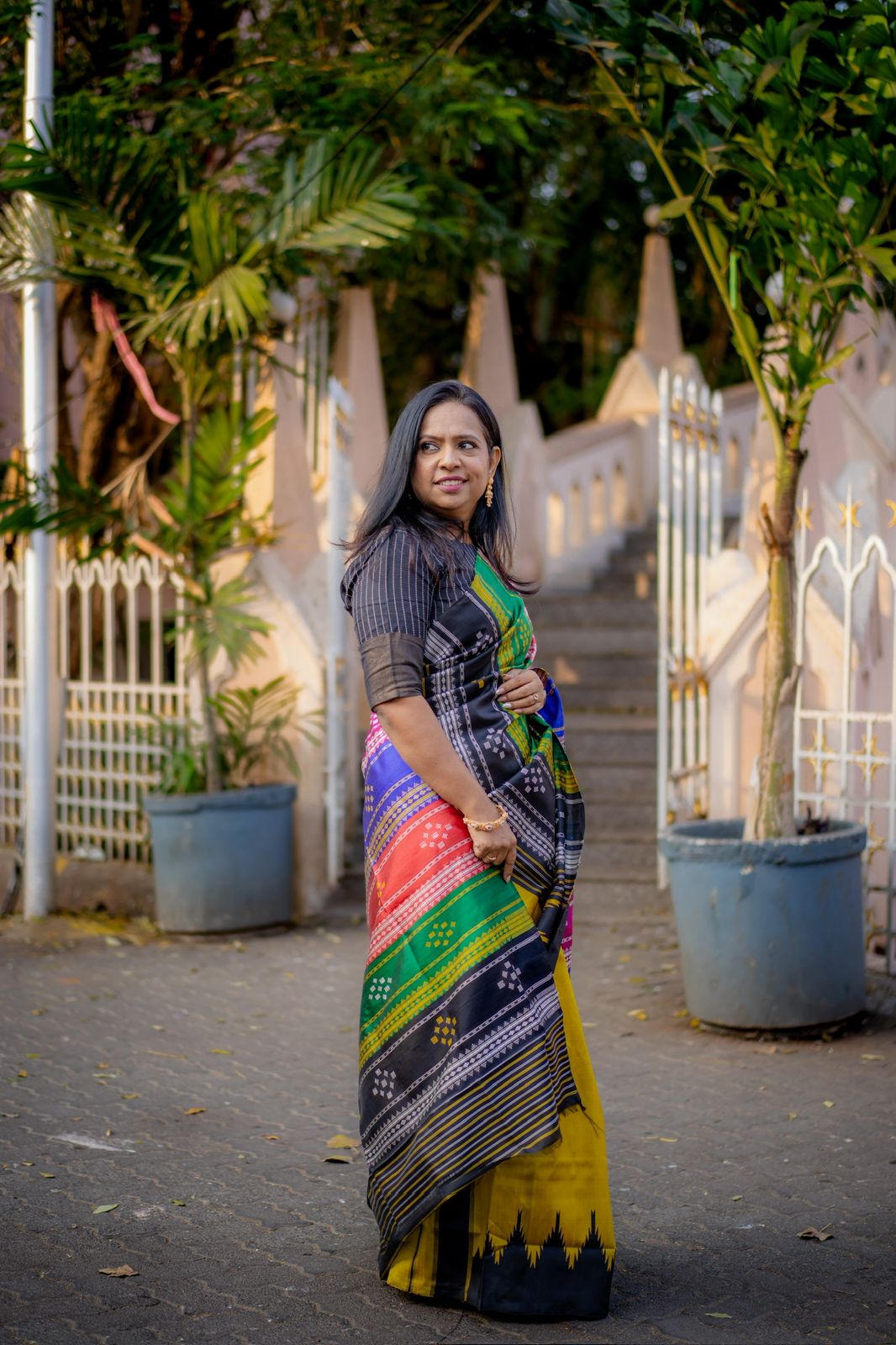 Metallic Mustard Double Aanchal Berhampuri Silk Saree - Available on PRE ORDER