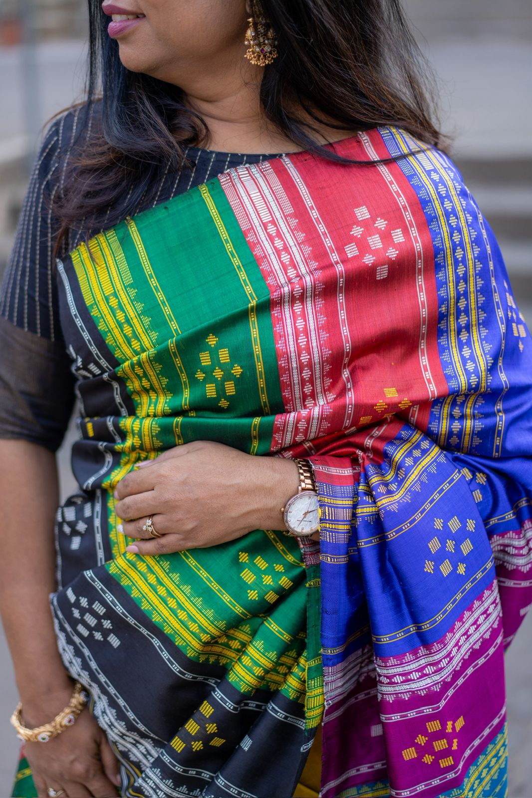 Metallic Mustard Double Aanchal Berhampuri Silk Saree - Available on PRE ORDER