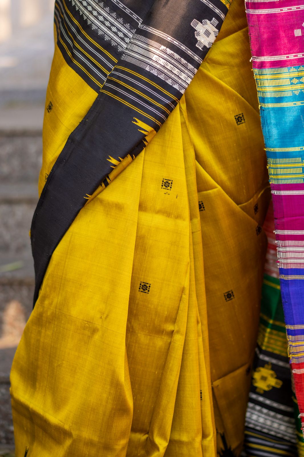 Metallic Mustard Double Aanchal Berhampuri Silk Saree - Available on PRE ORDER