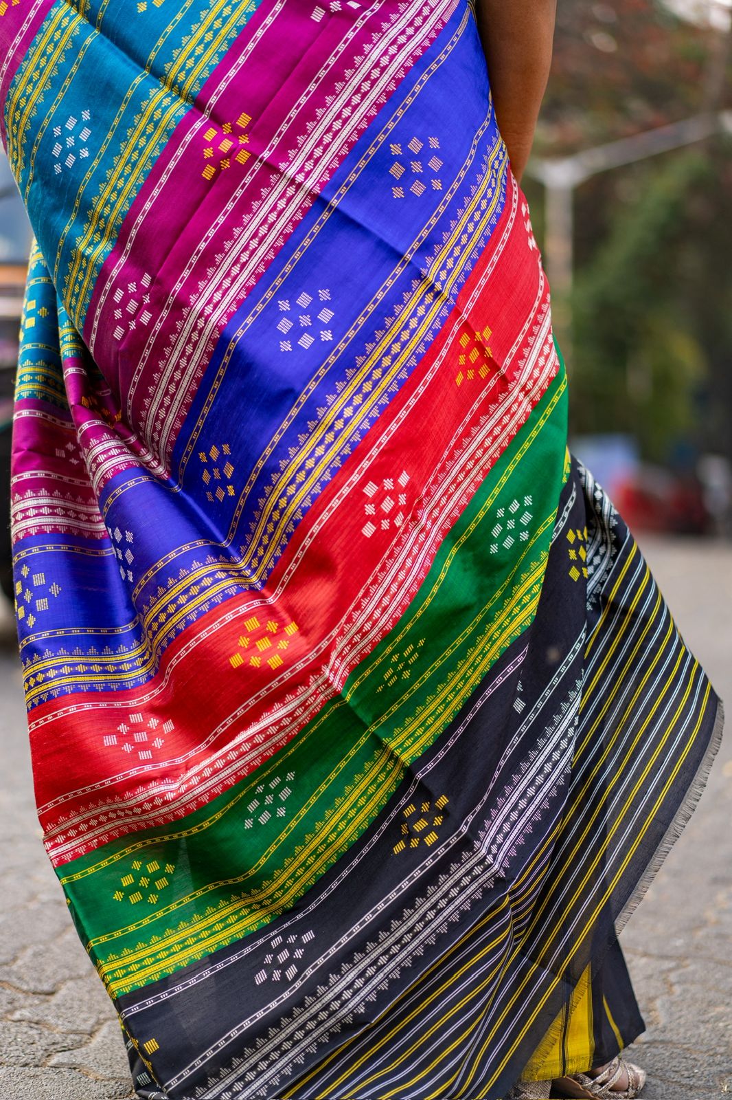 Metallic Mustard Double Aanchal Berhampuri Silk Saree - Available on PRE ORDER