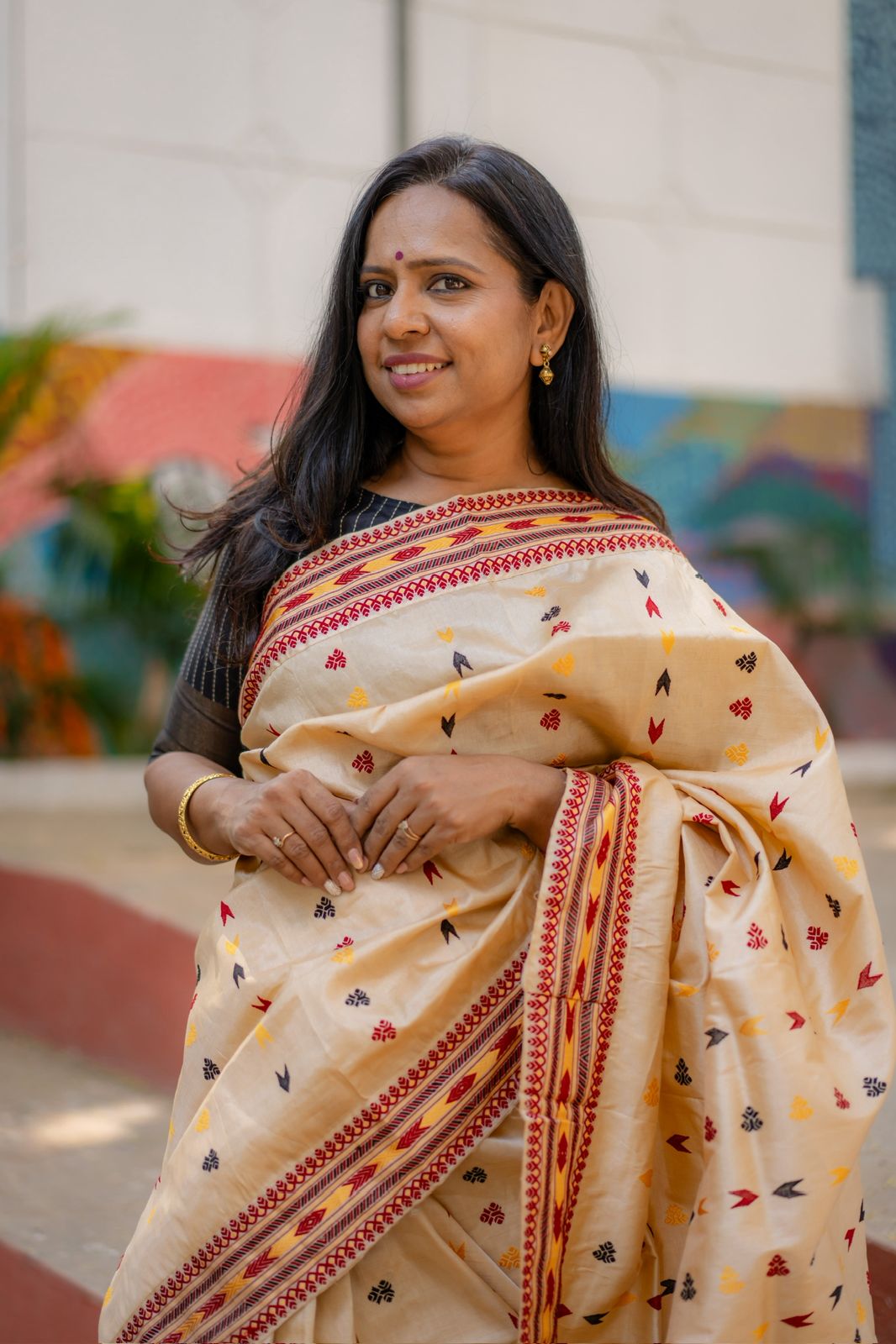 Maroon Contrast Pure Tussar Assam Silk Saree