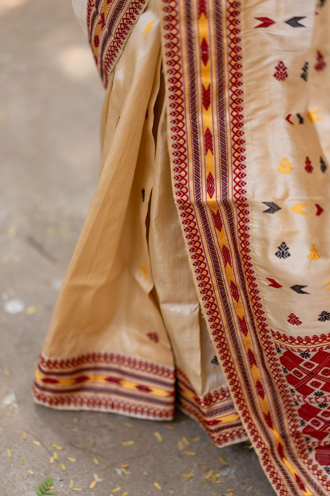 Maroon Contrast Pure Tussar Assam Silk Saree