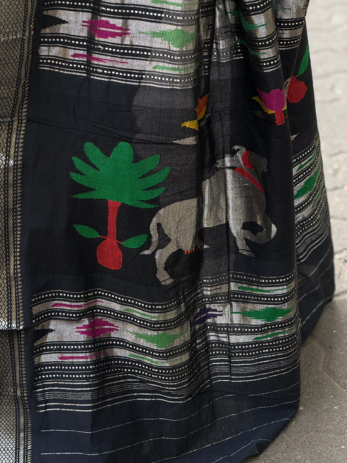 Noir Pichwai Cotton Paithani Saree